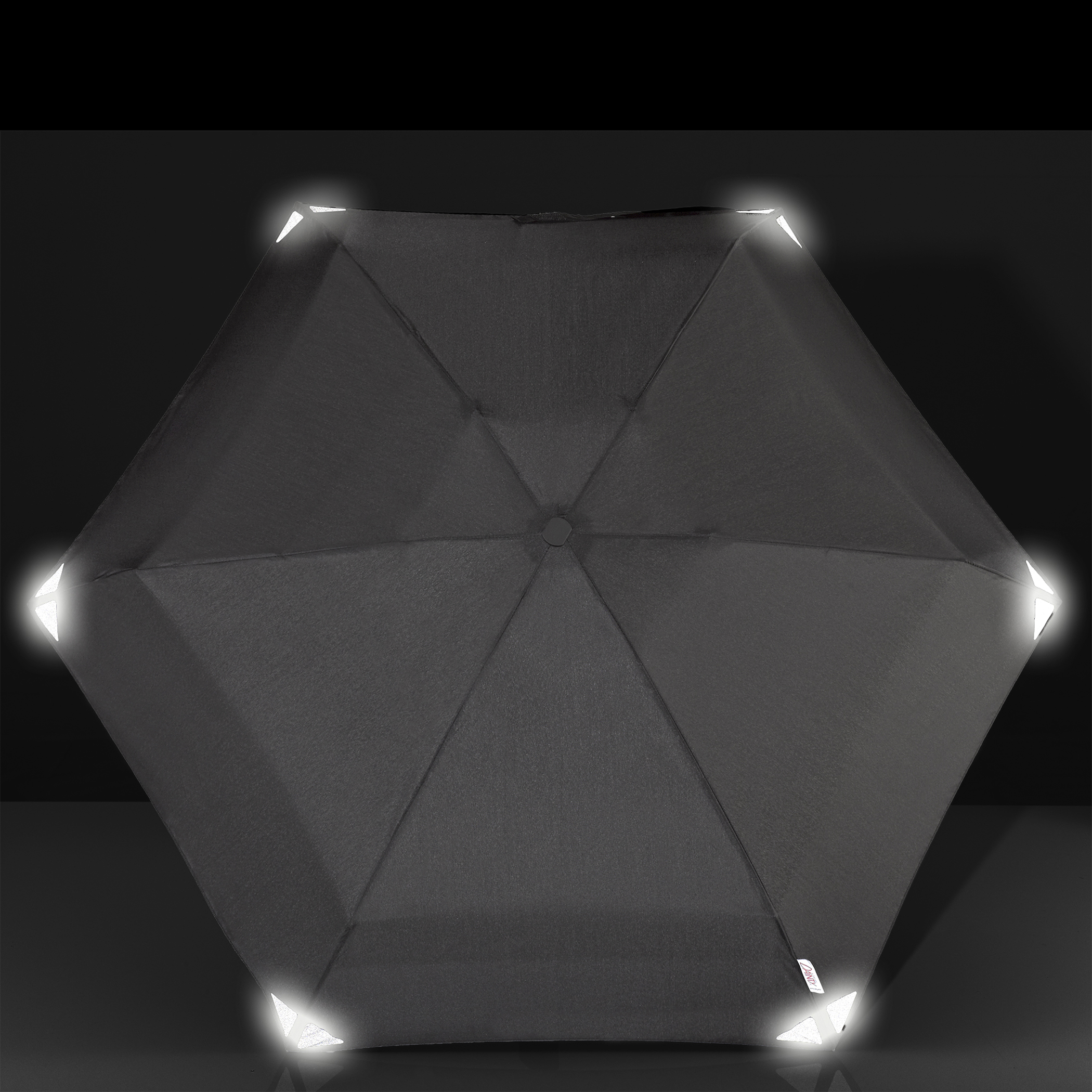 Trekking umbrella Dainty, black, with reflectors