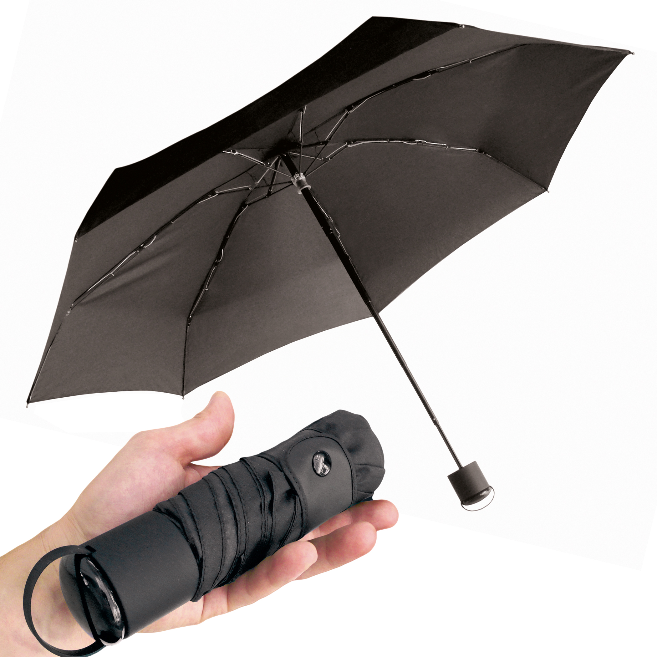 Parapluie de ville 1R32, noir, parapluie de poche, extra léger, extra petit