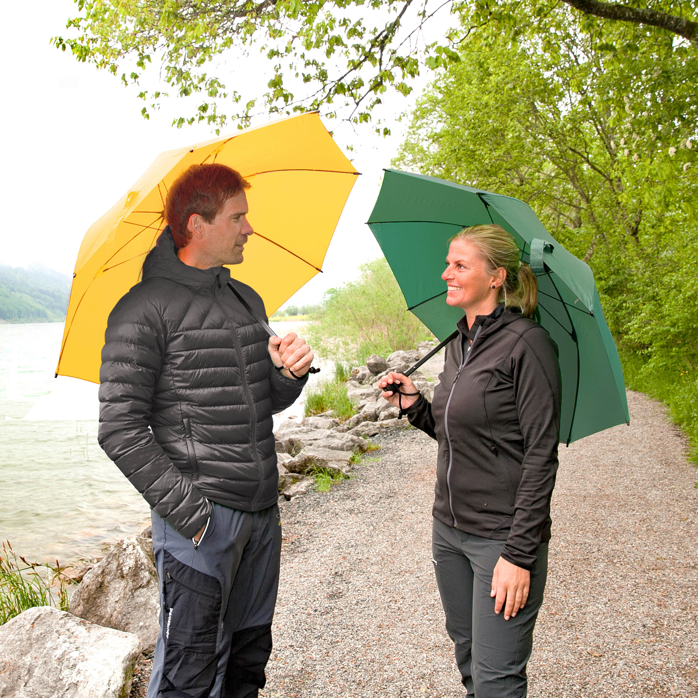 Parapluie de trekking birdiepal outdoor, vert foncé, parapluie canne, extrêmement stable, résistant aux tempêtes