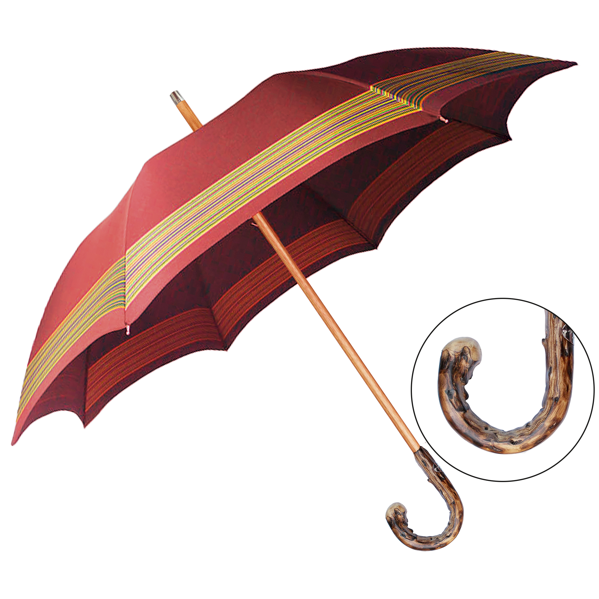 Parapluie classique CM01-GGJ, rouge, avec bordure rayée