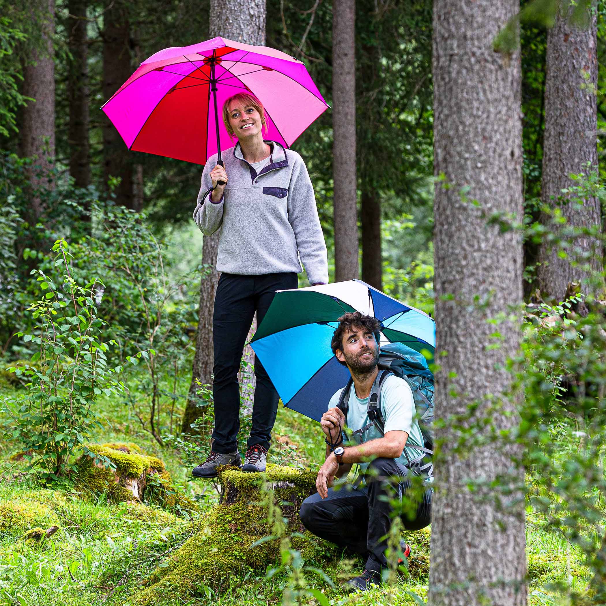 Trekking umbrella Swing, blue / green / grey