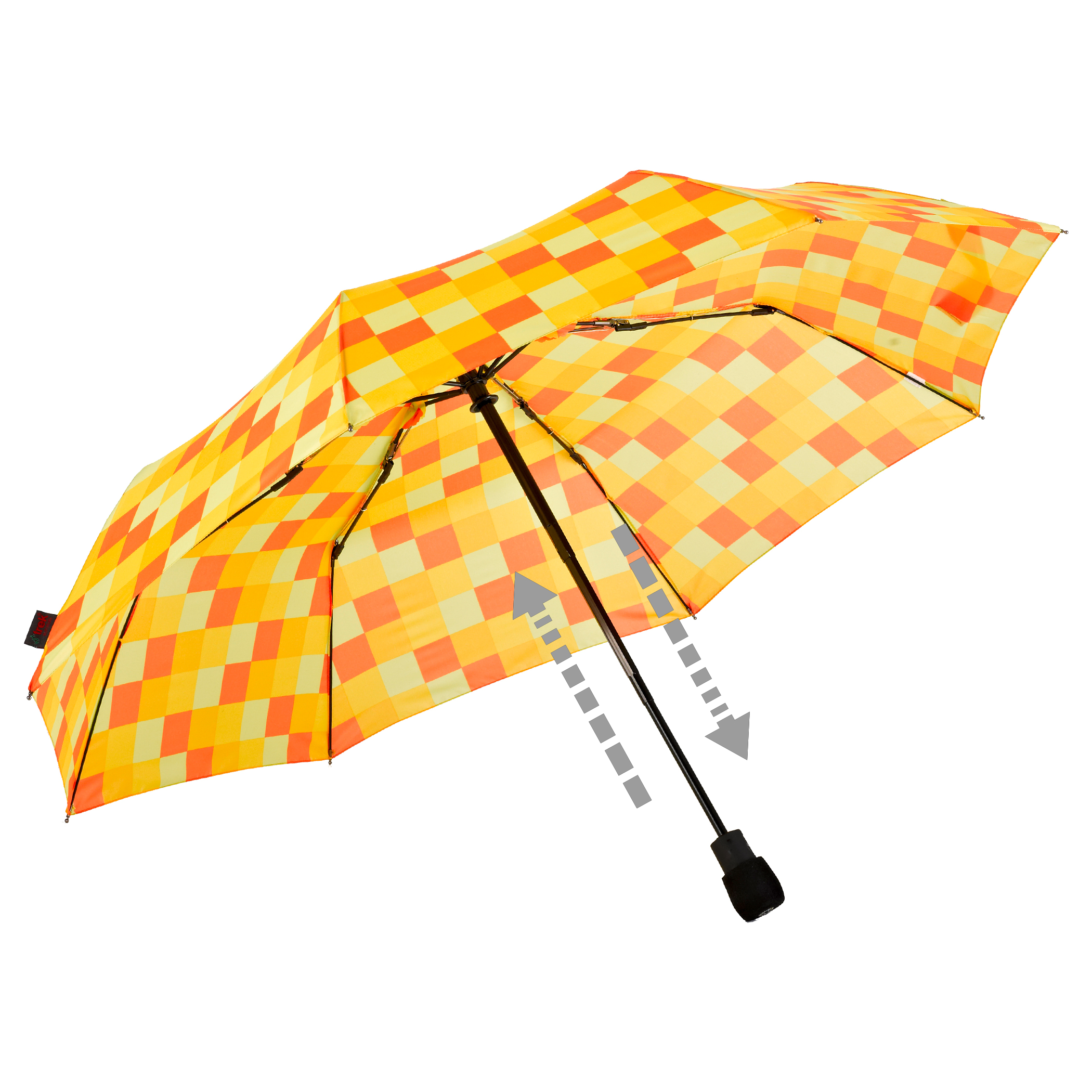Trekking umbrella light trek automatic, yellow / orange plaid