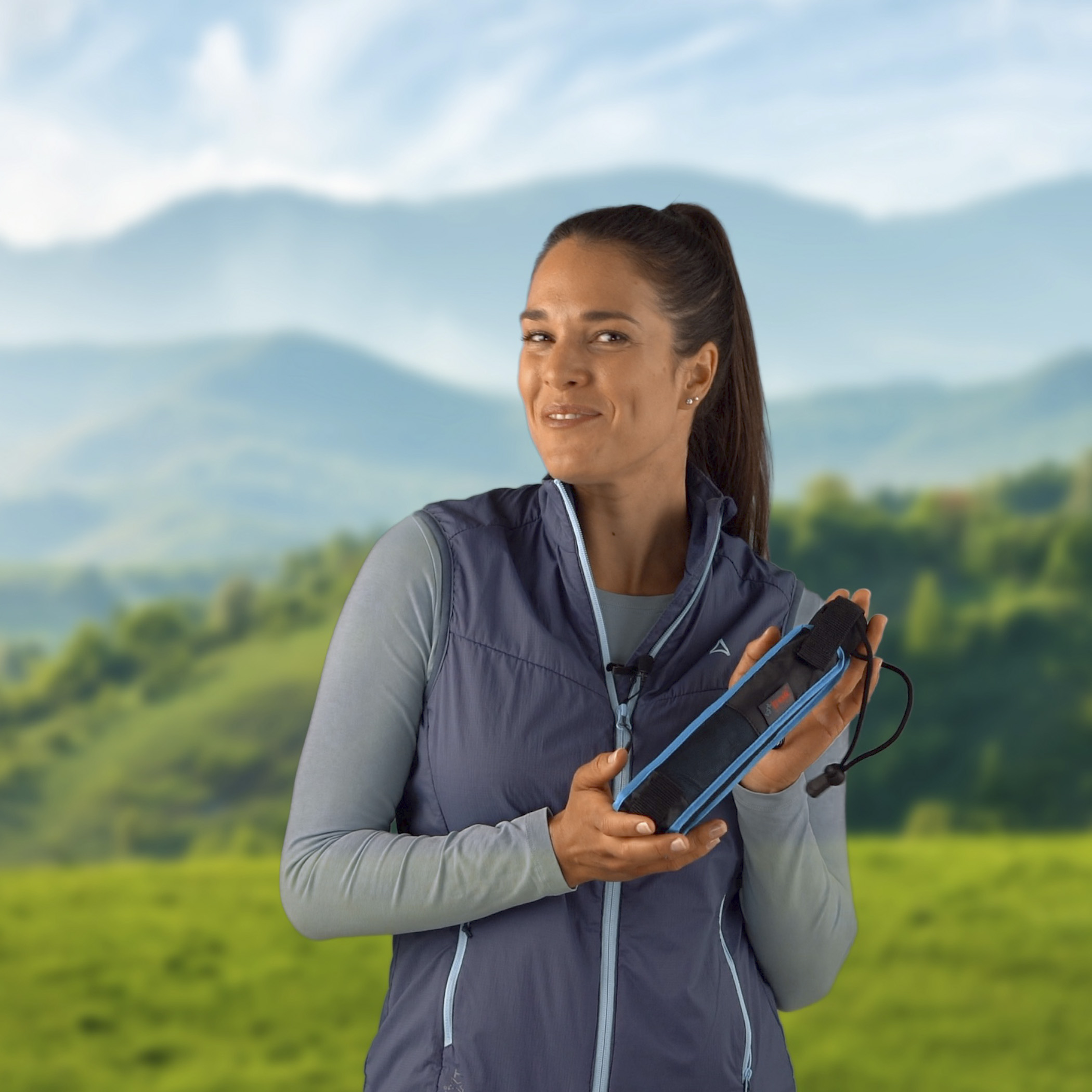 Trekking-Regenschirm light trek ultra, hellblau / dunkelblau
