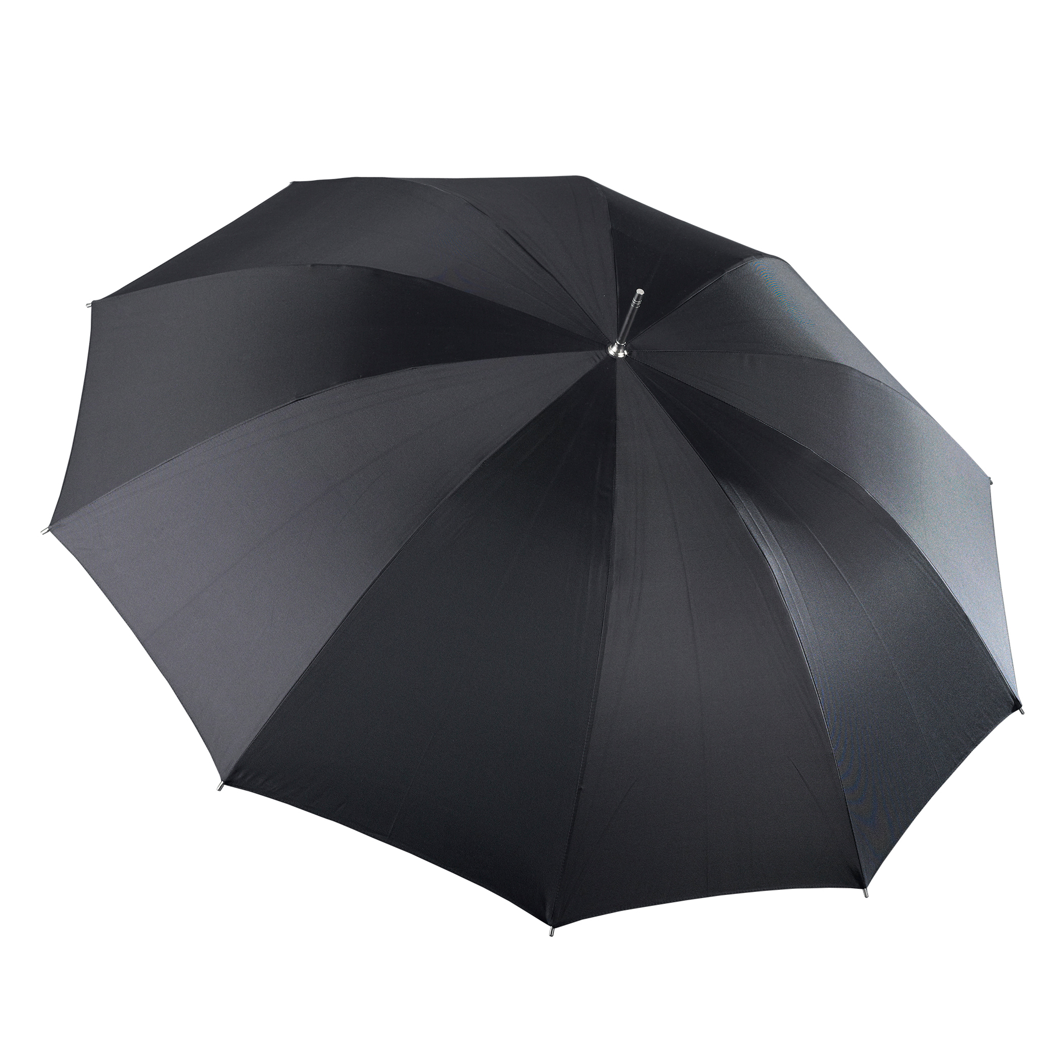 Parapluie de luxe Brillant HM54, poignée en cuir de crocodile brun foncé, soie noir