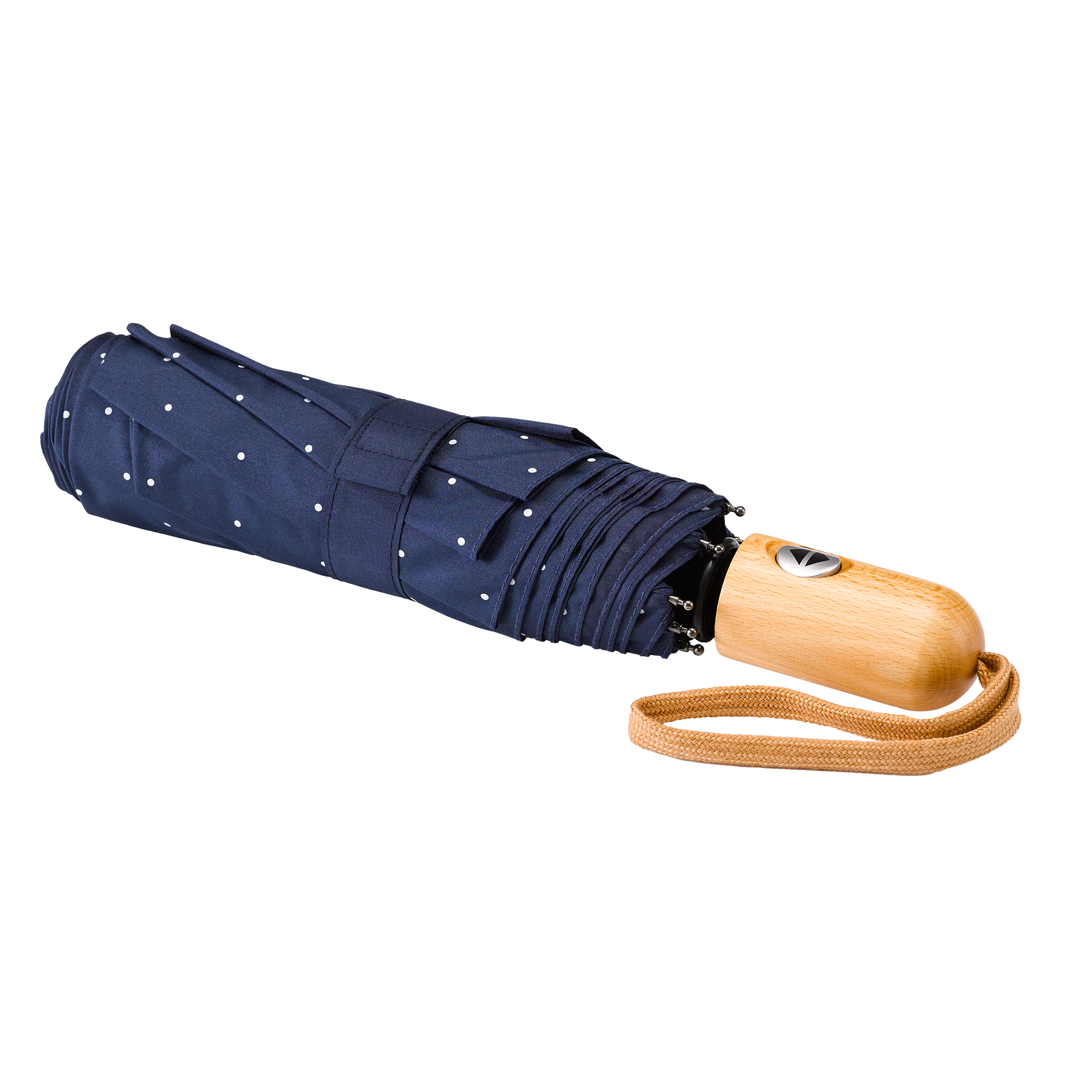 City umbrella 32P7-PWD, navy blue, pocket umbrella, eco-friendly, automatic, sustainable materials, dot design, white