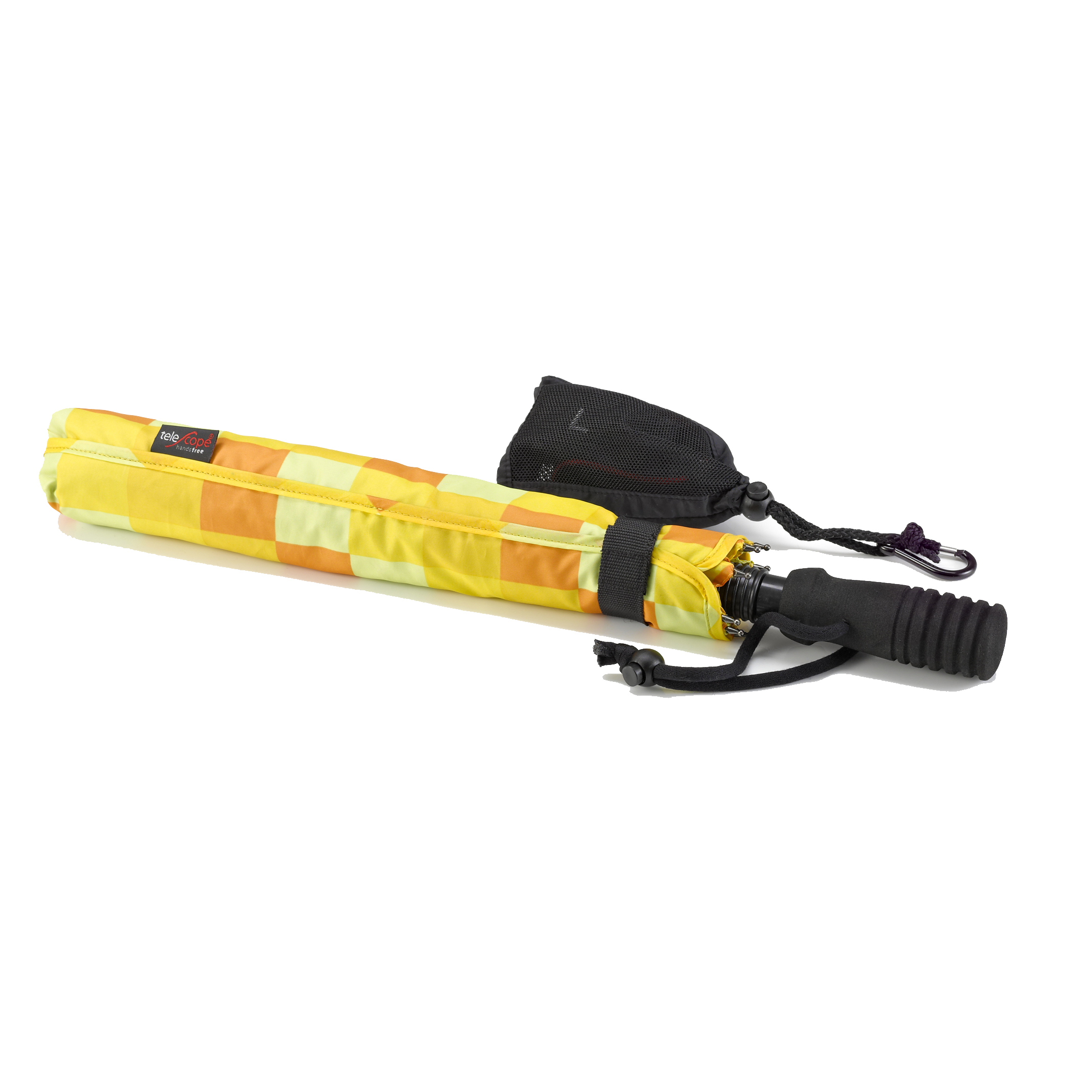 Parapluie de trekking teleScope handsfree, jaune / orange à carreaux