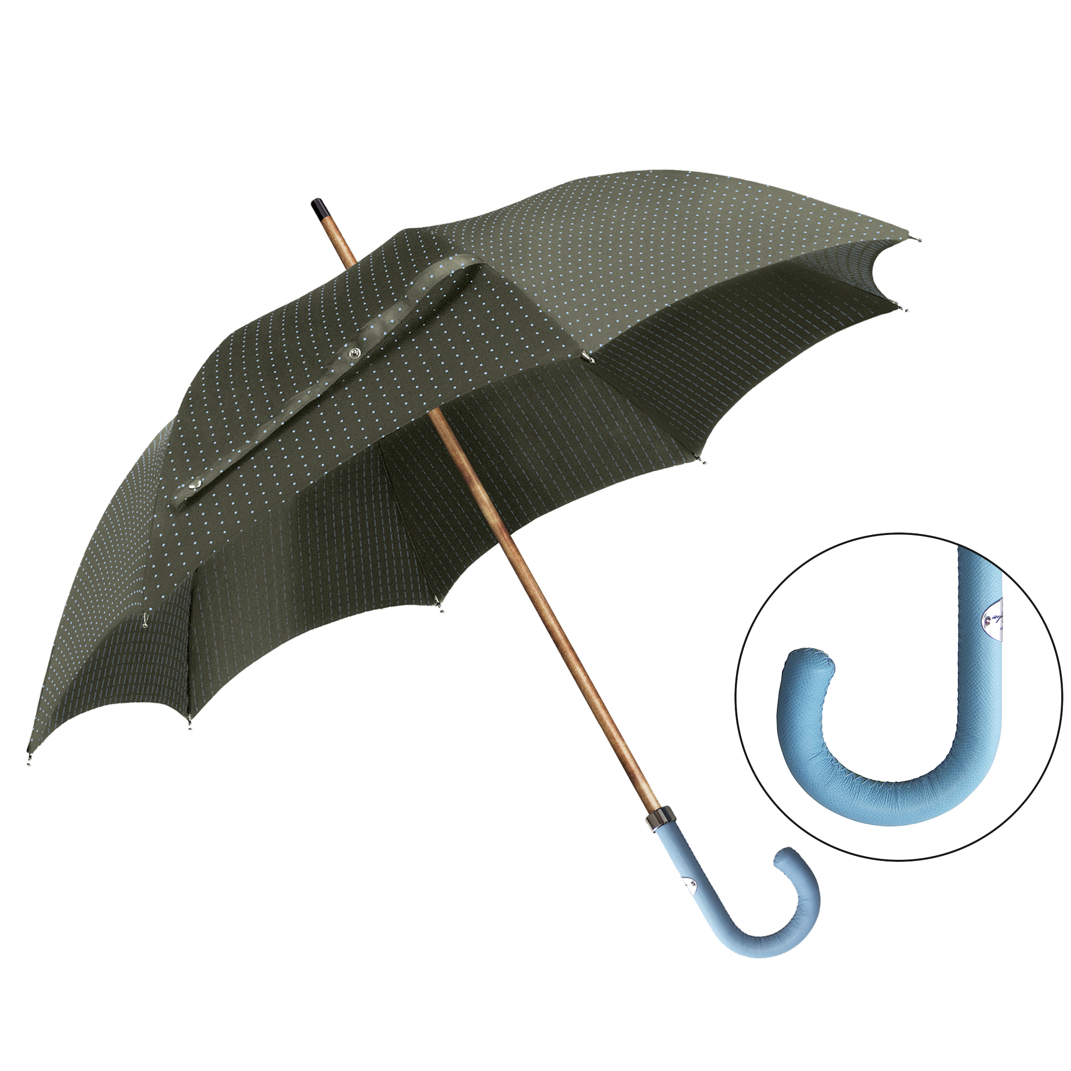 Parapluie classique CM06-BL50J, vert olive / bleu clair à pois