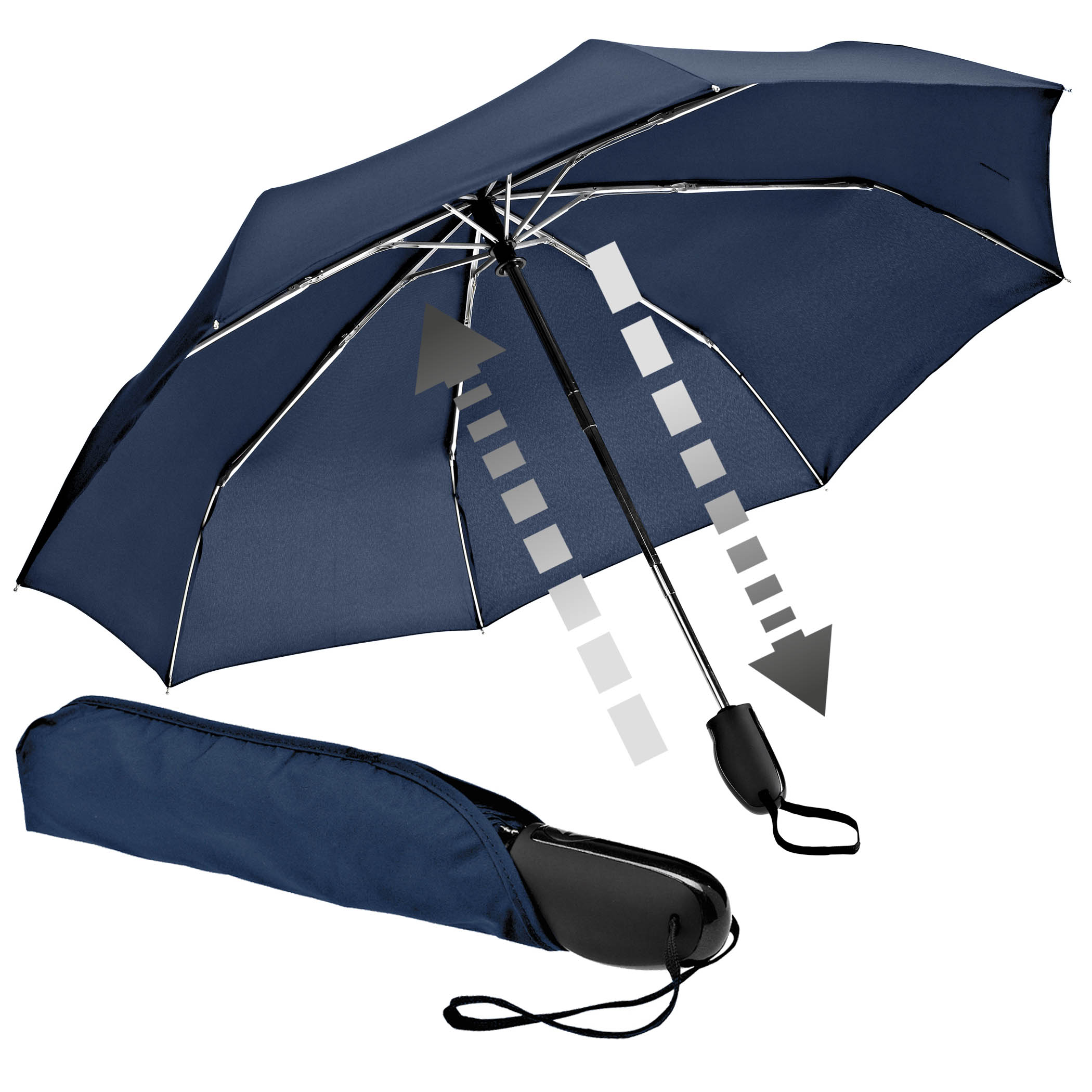 Parapluie de ville 32S7-XNA, bleu marine, parapluie de poche, automatique, taille compacte