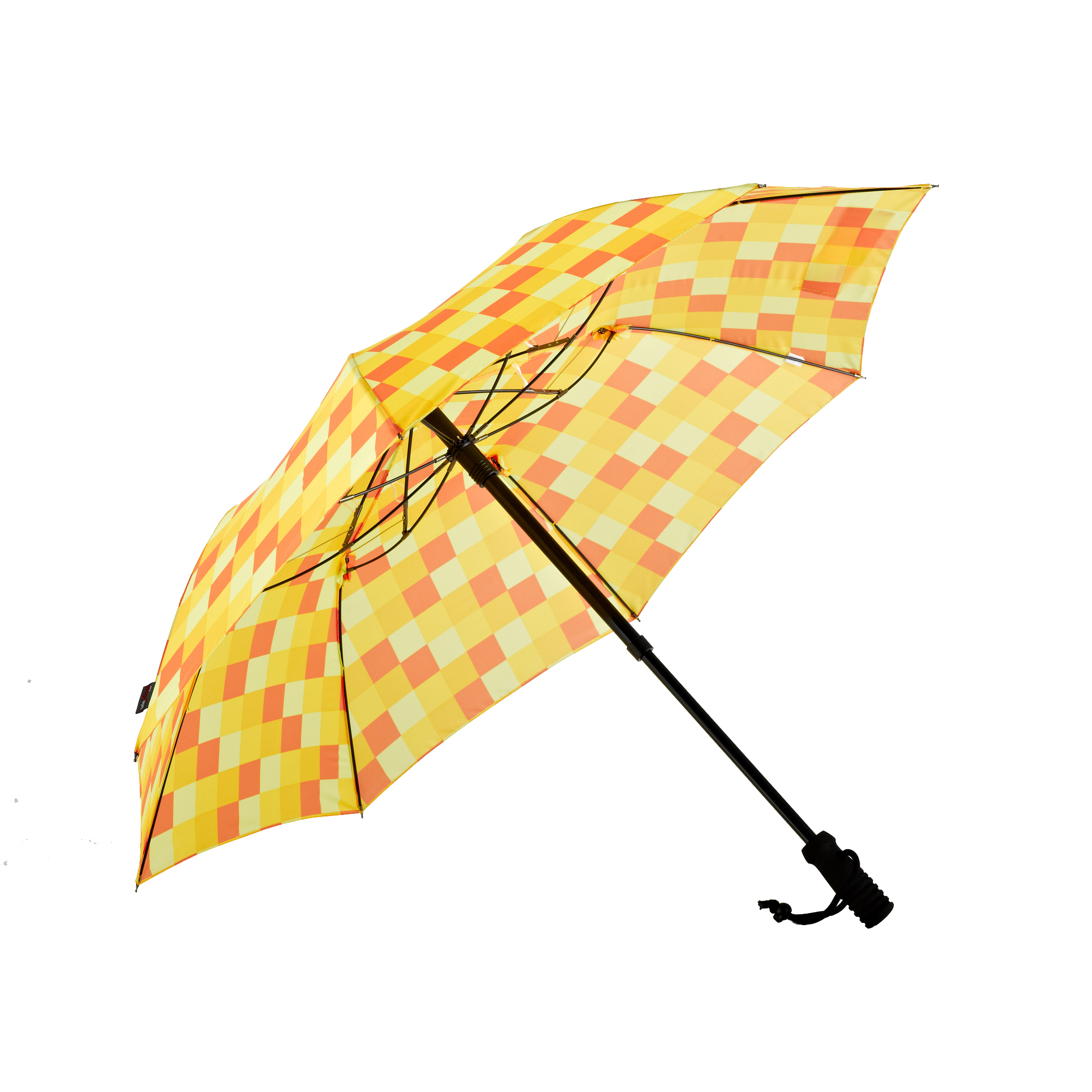 Parapluie de trekking teleScope handsfree, jaune / orange à carreaux