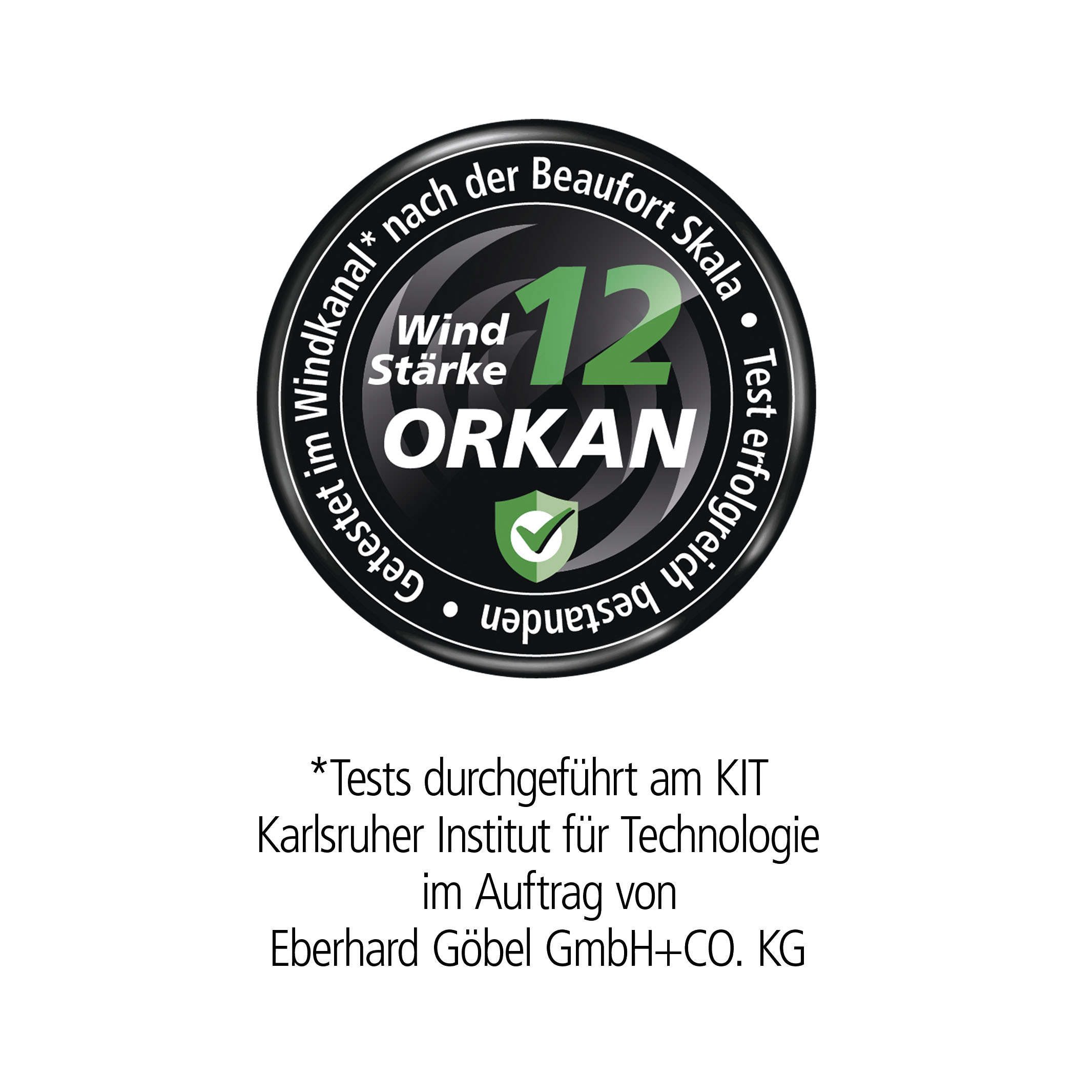 Ansicht vom Windkanal-Testsiegel der Windstärke 12 von EuroSCHIRM