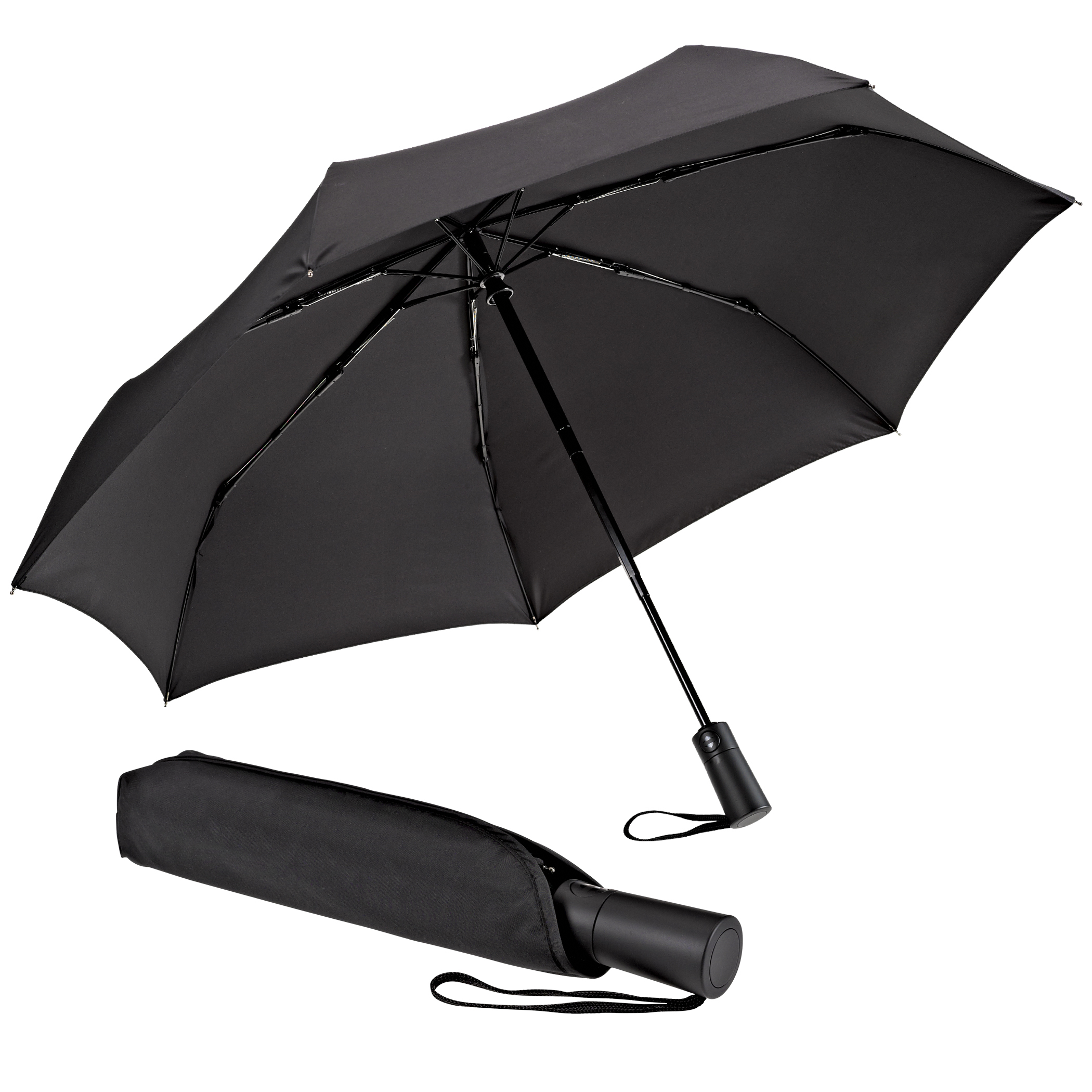 Parapluie de ville 3020, noir, parapluie de poche, s'ouvre et se referme très facilement, automatique