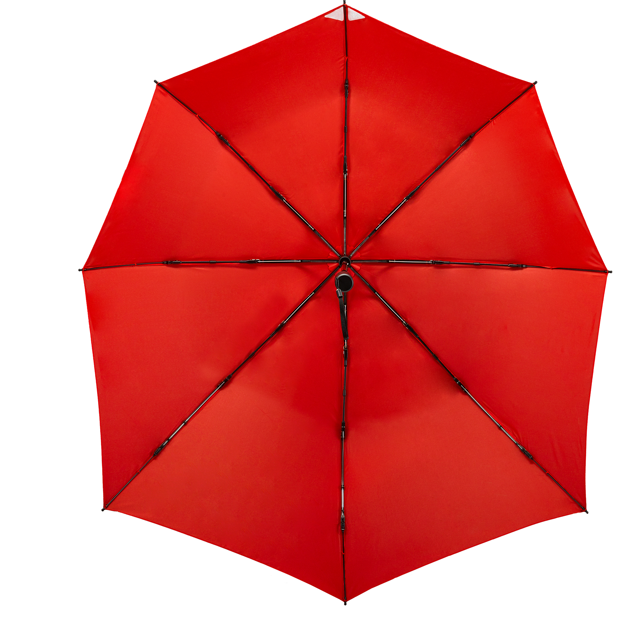 Der innovative Taschenschirm mit nach hinten verlängertem Bezug, rot, 8 Segmente, windstabil