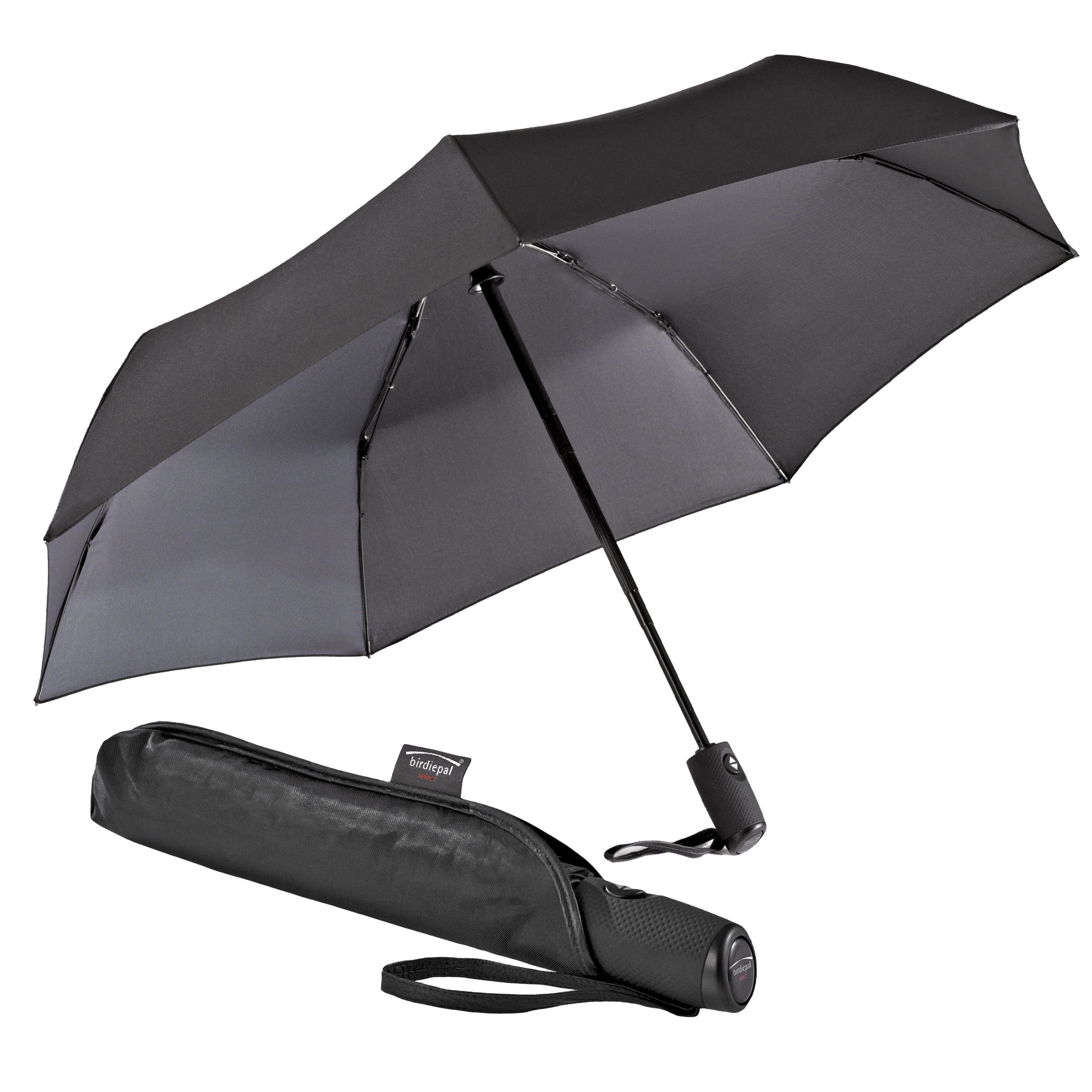 Parapluie de ville birdiepal select, noir, parapluie de poche, extra léger, automatique