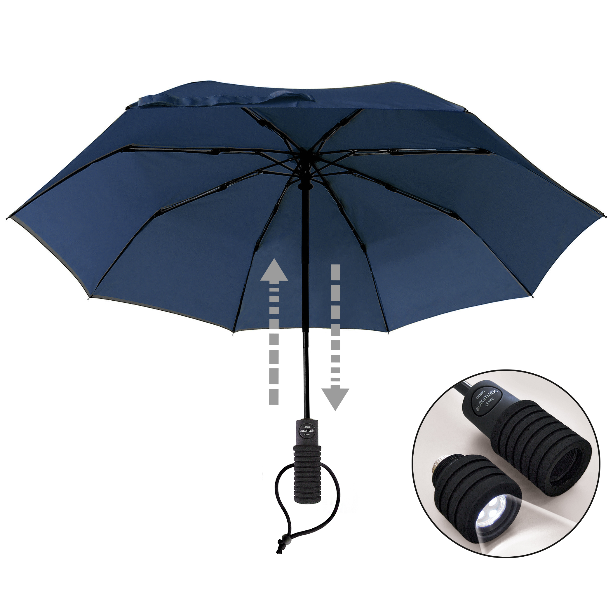 Parapluie de trekking light trek automatic flashlite, bleu marine