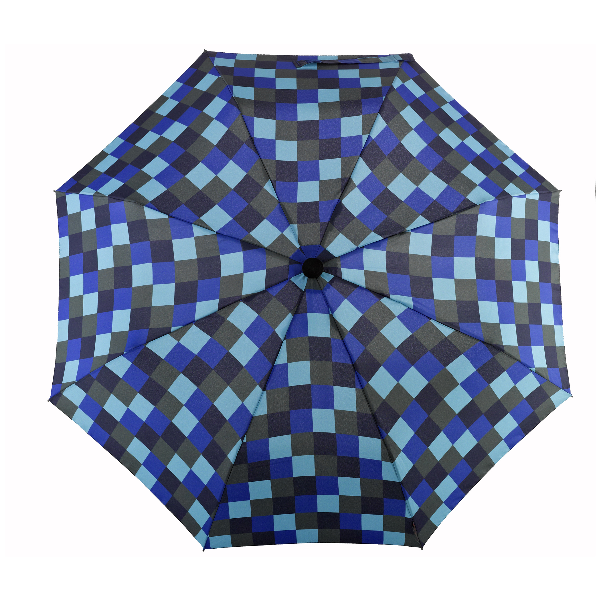 Trekking umbrella light trek,  blue / green plaid, pocket umbrella, manual, compact, with compass