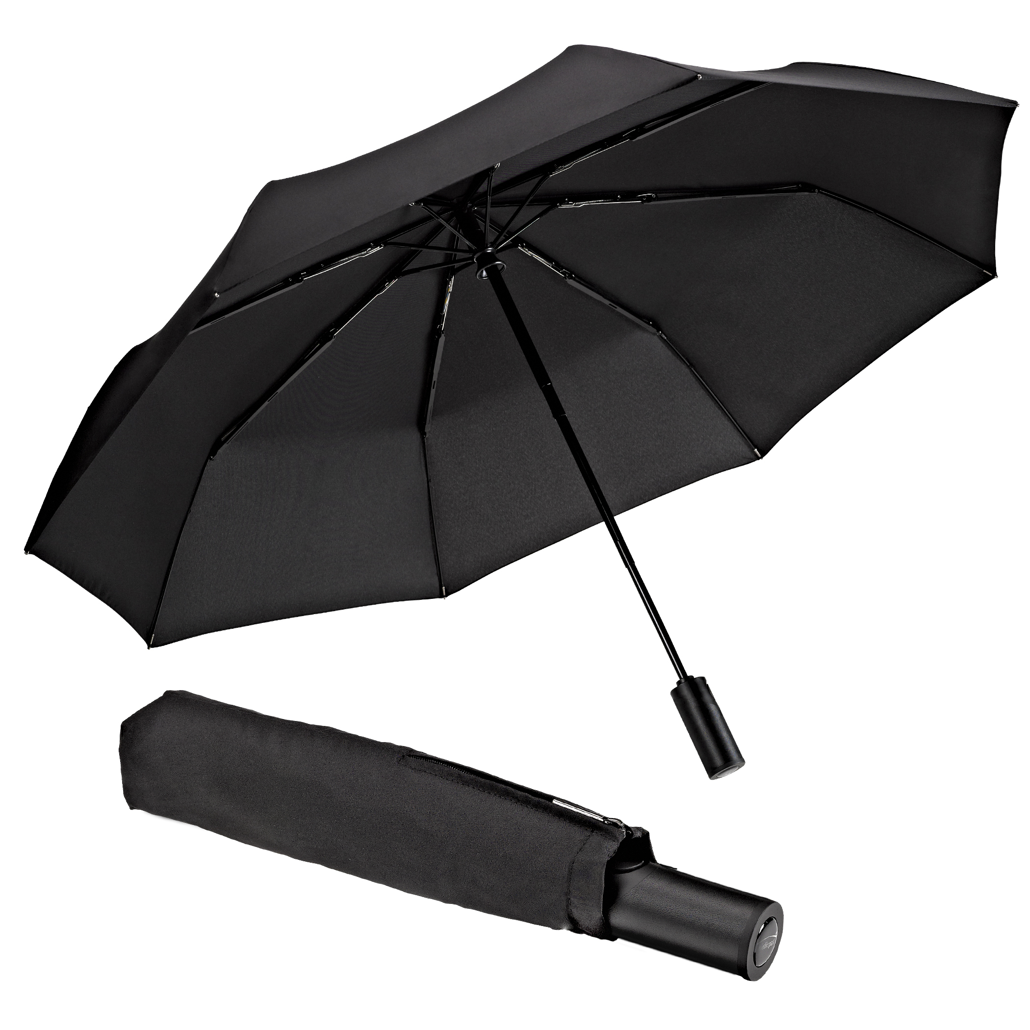 Parapluie de ville 3133-LBL, noir, automatic, poignée en cuir
