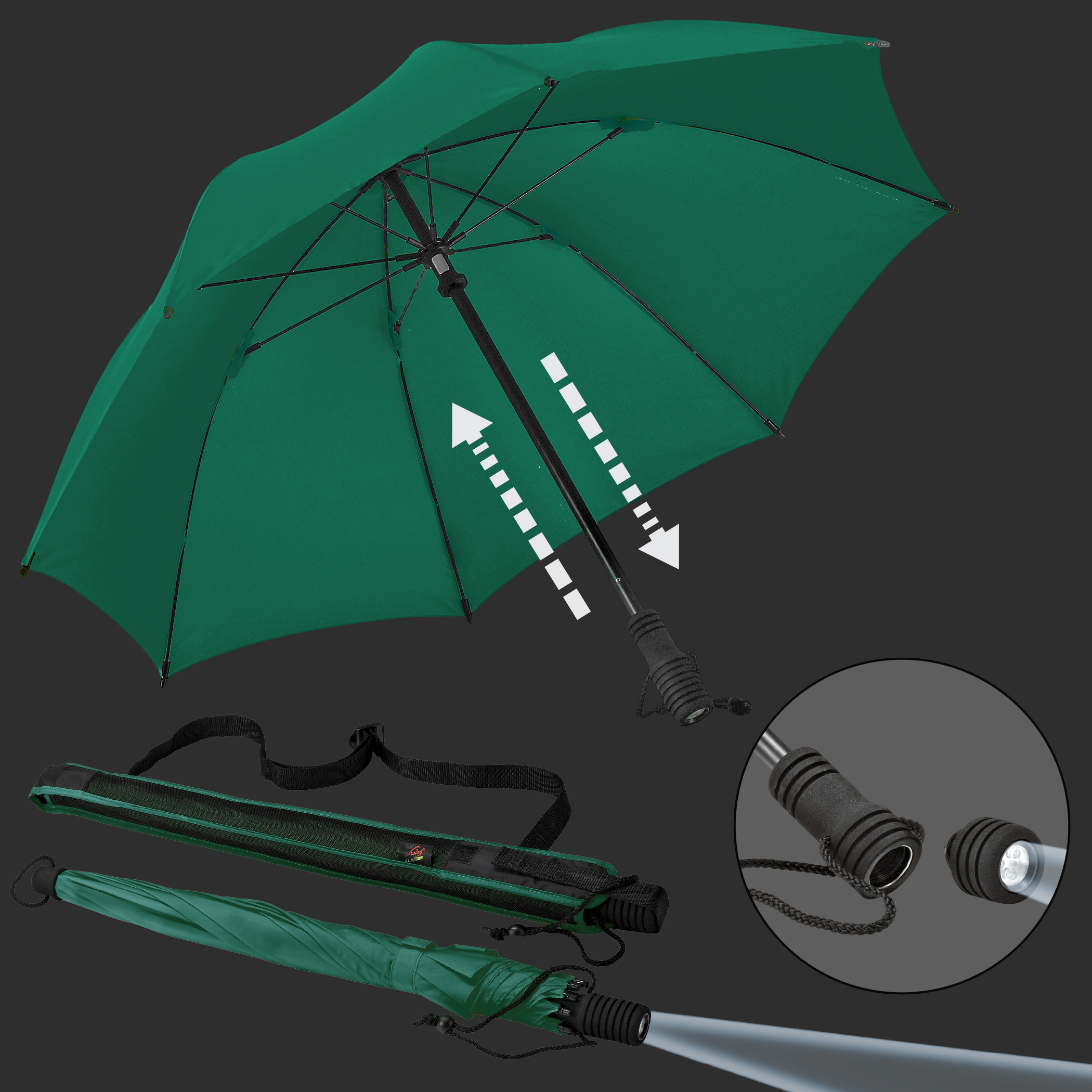 Parapluie de trekking Swing flashlite, vert foncé