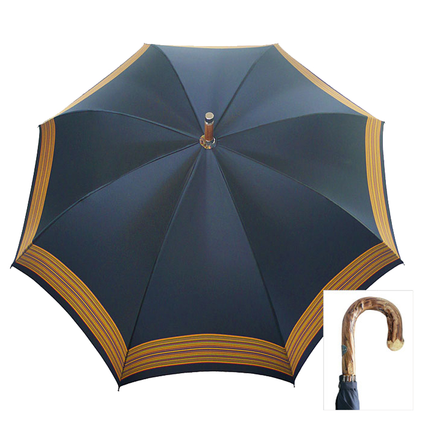 Classic umbrella CM01-GGJ, navy blue, with striped border