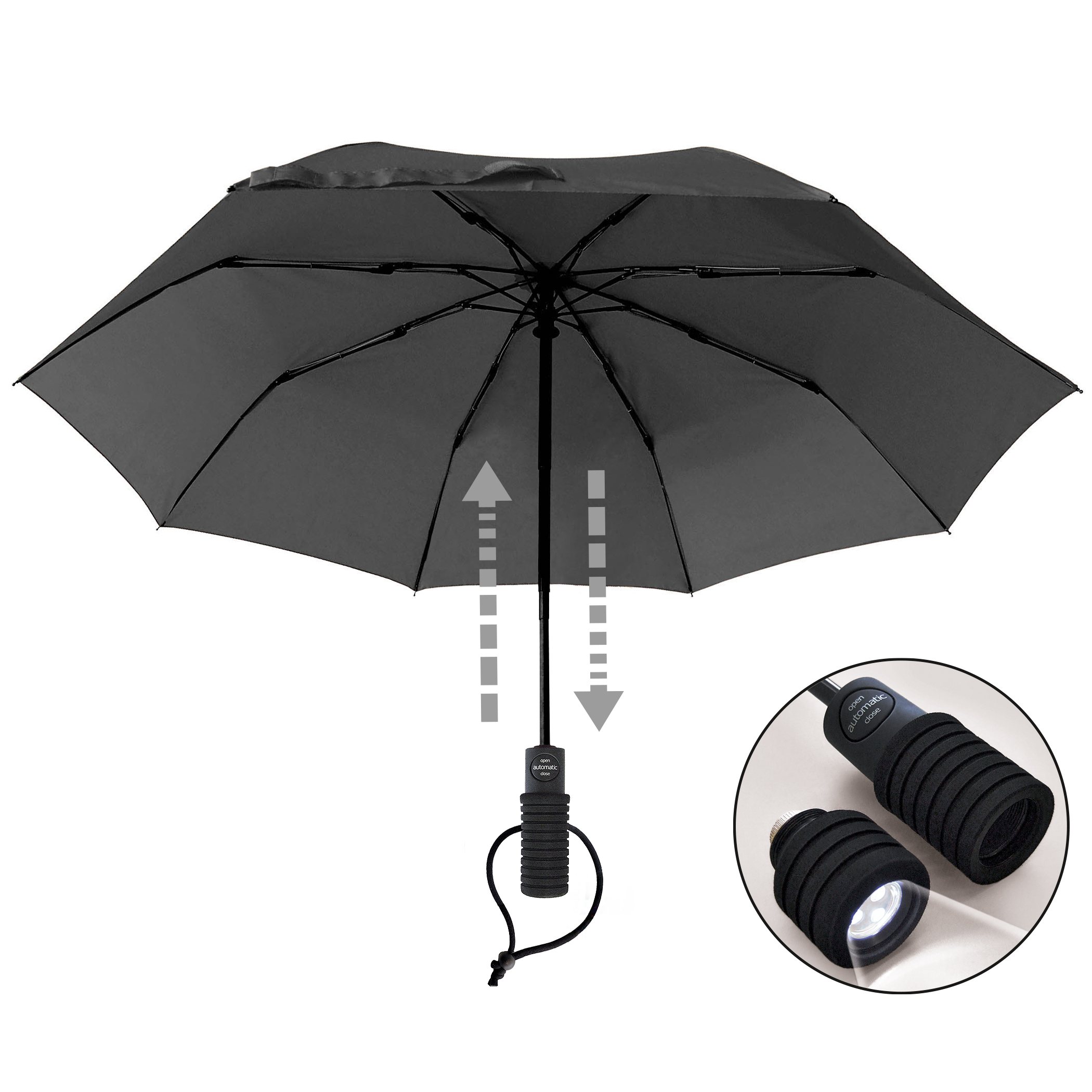 Parapluie de trekking light trek automatic flashlite, noir
