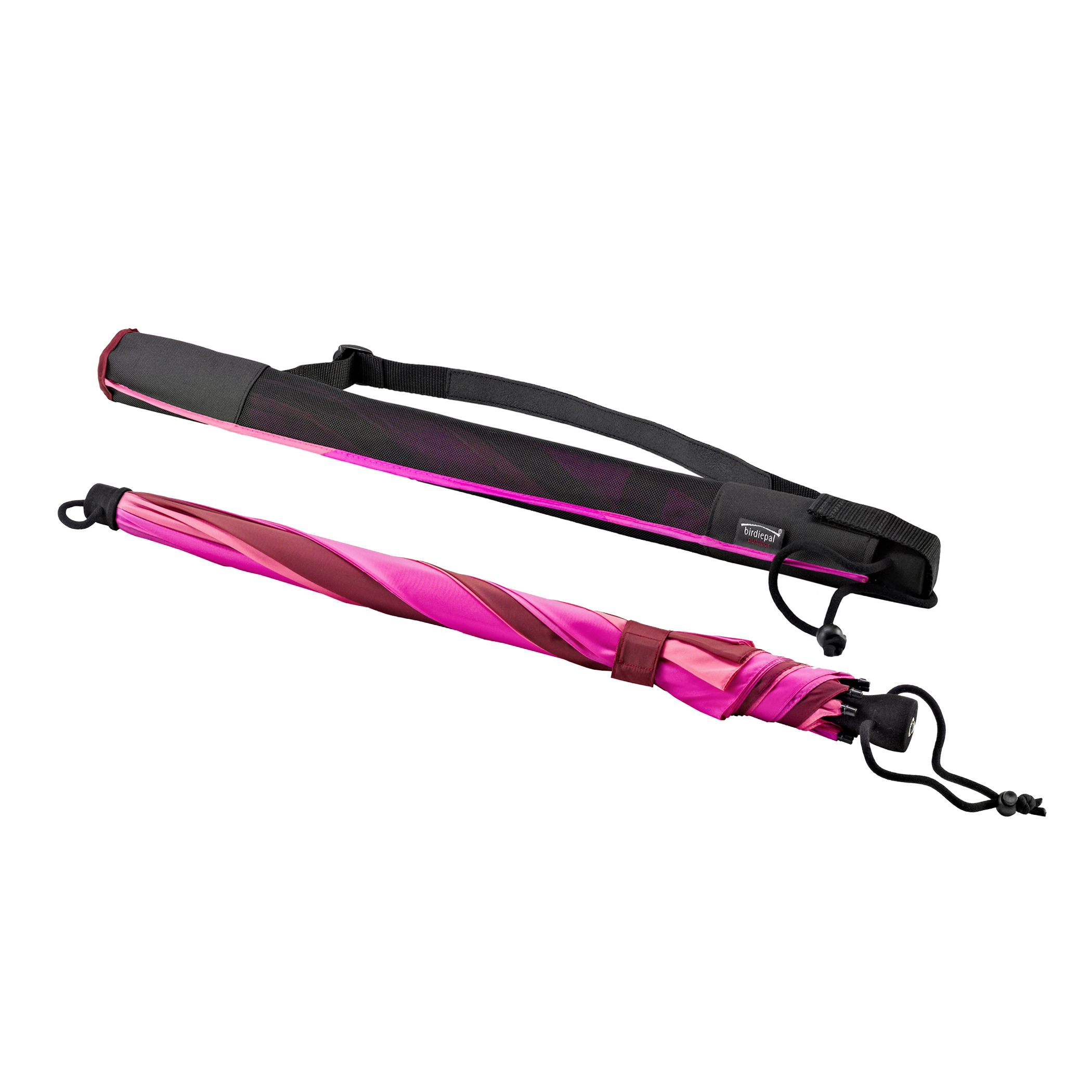 Trekking umbrella birdiepal outdoor, pink / red / claret, stick umbrella, extremely sturdy, stormproof