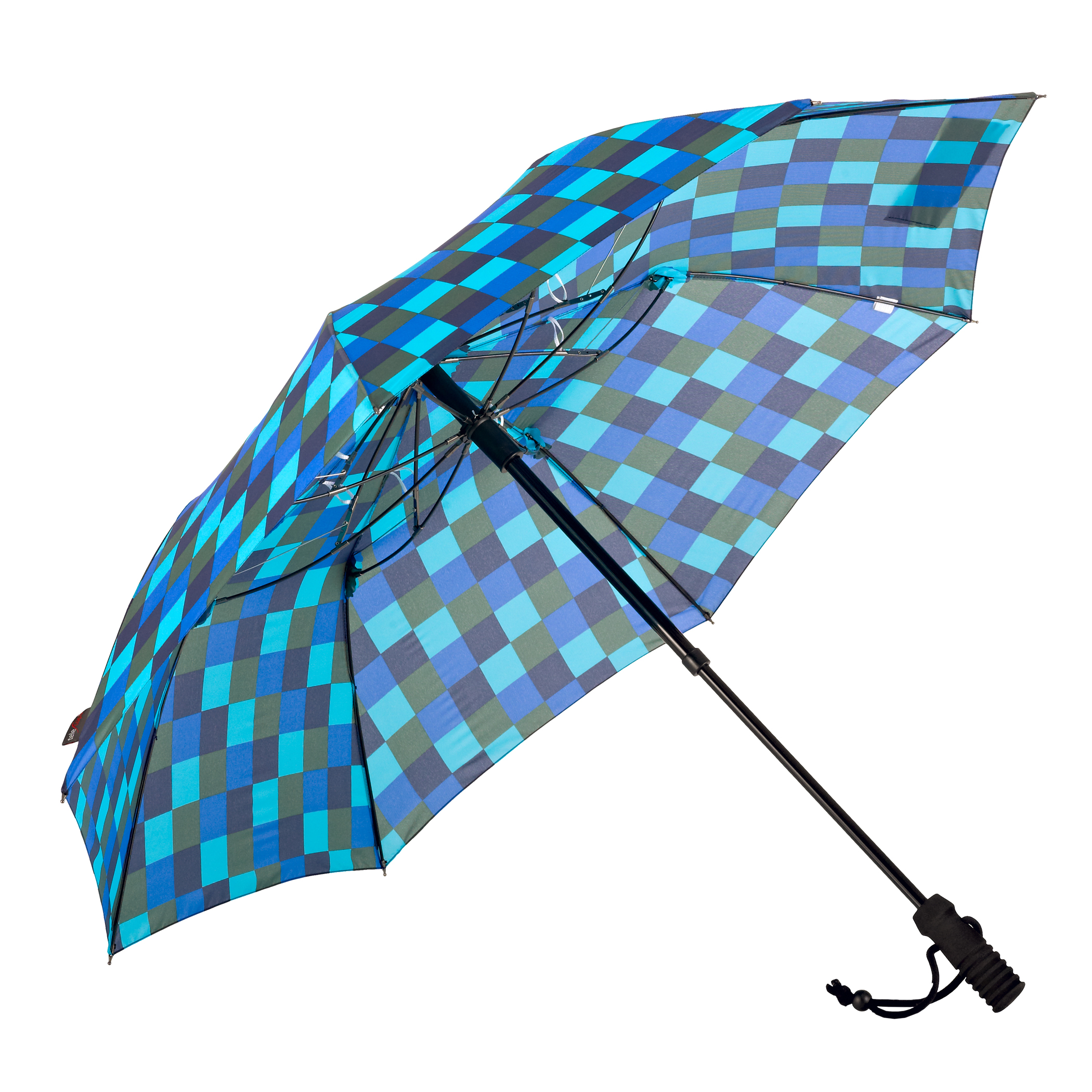 Parapluie de trekking teleScope handsfree, bleu / vert à carreaux