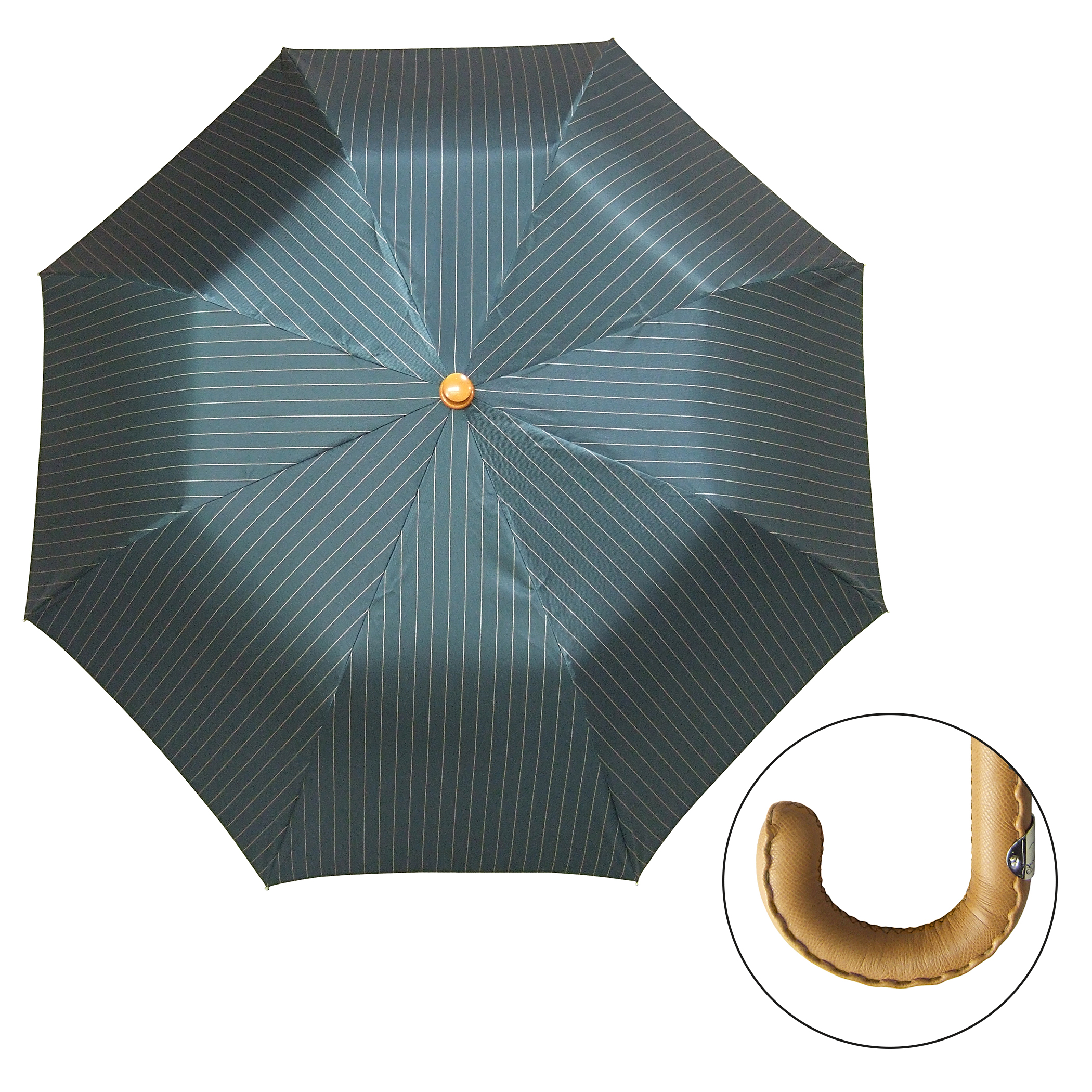 Parapluie classique CM07-NL, vert / beige rayé