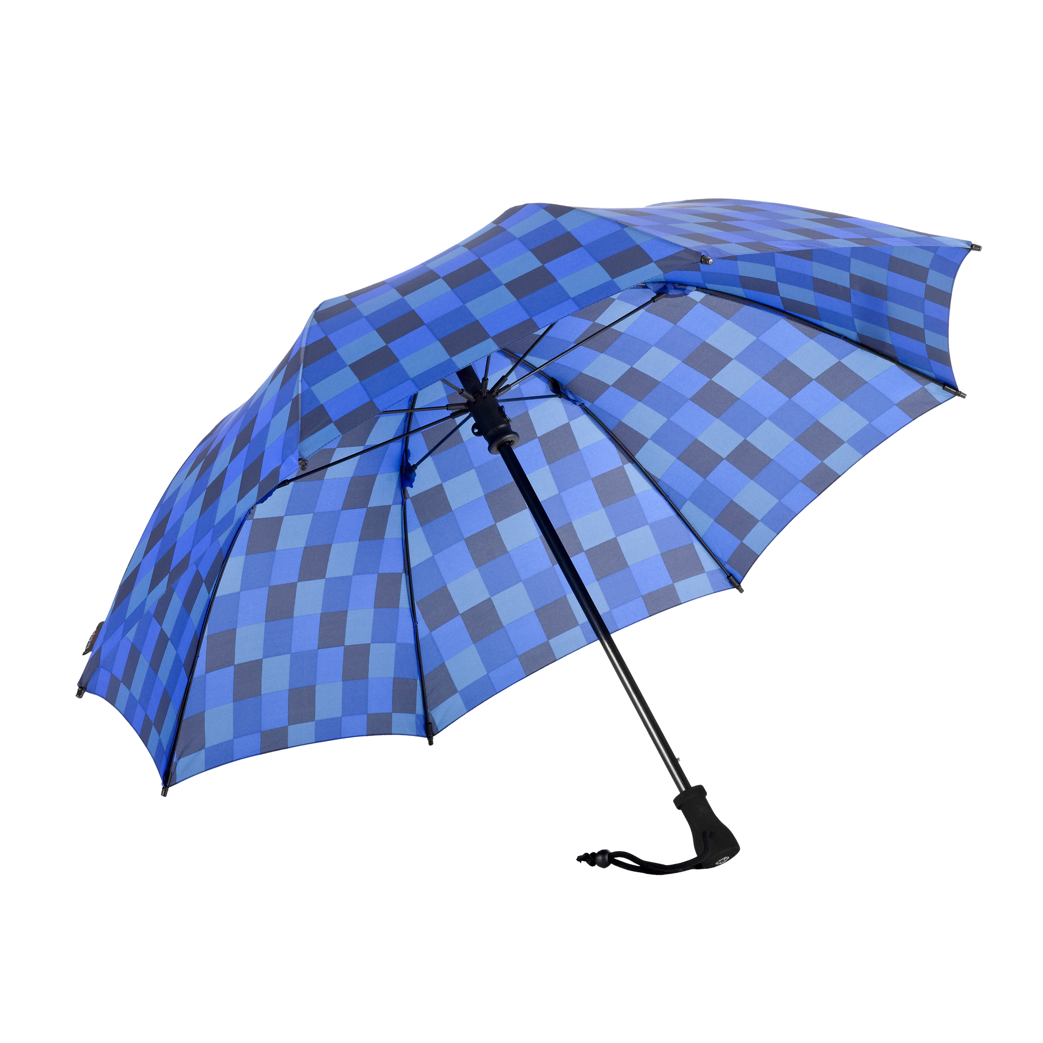 Parapluie de trekking birdiepal outdoor, bleu / vert à carreaux, parapluie canne, extrêmement stable, résistant aux tempêtes,