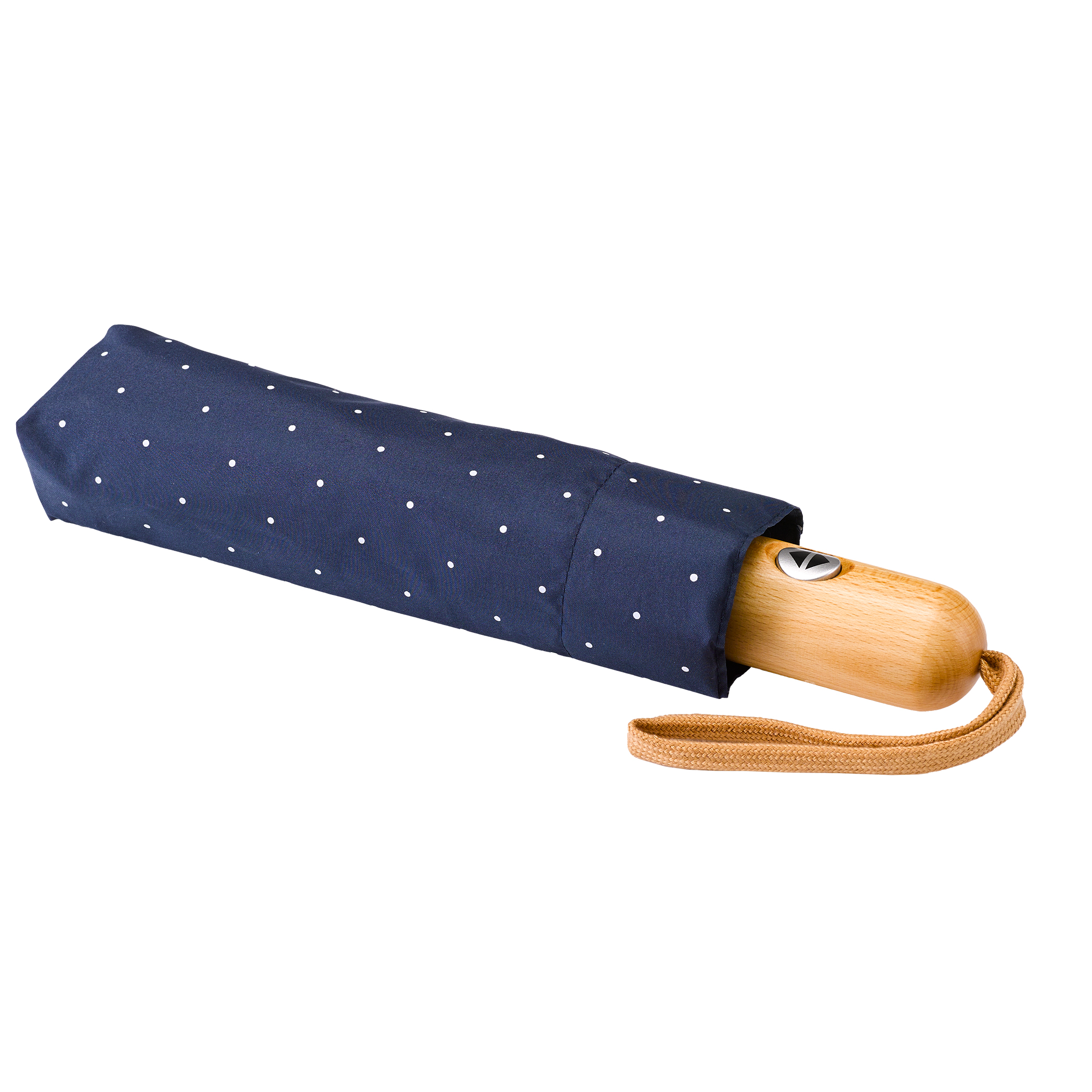 City umbrella 32P7-PWD, navy blue, pocket umbrella, eco-friendly, automatic, sustainable materials, dot design, white
