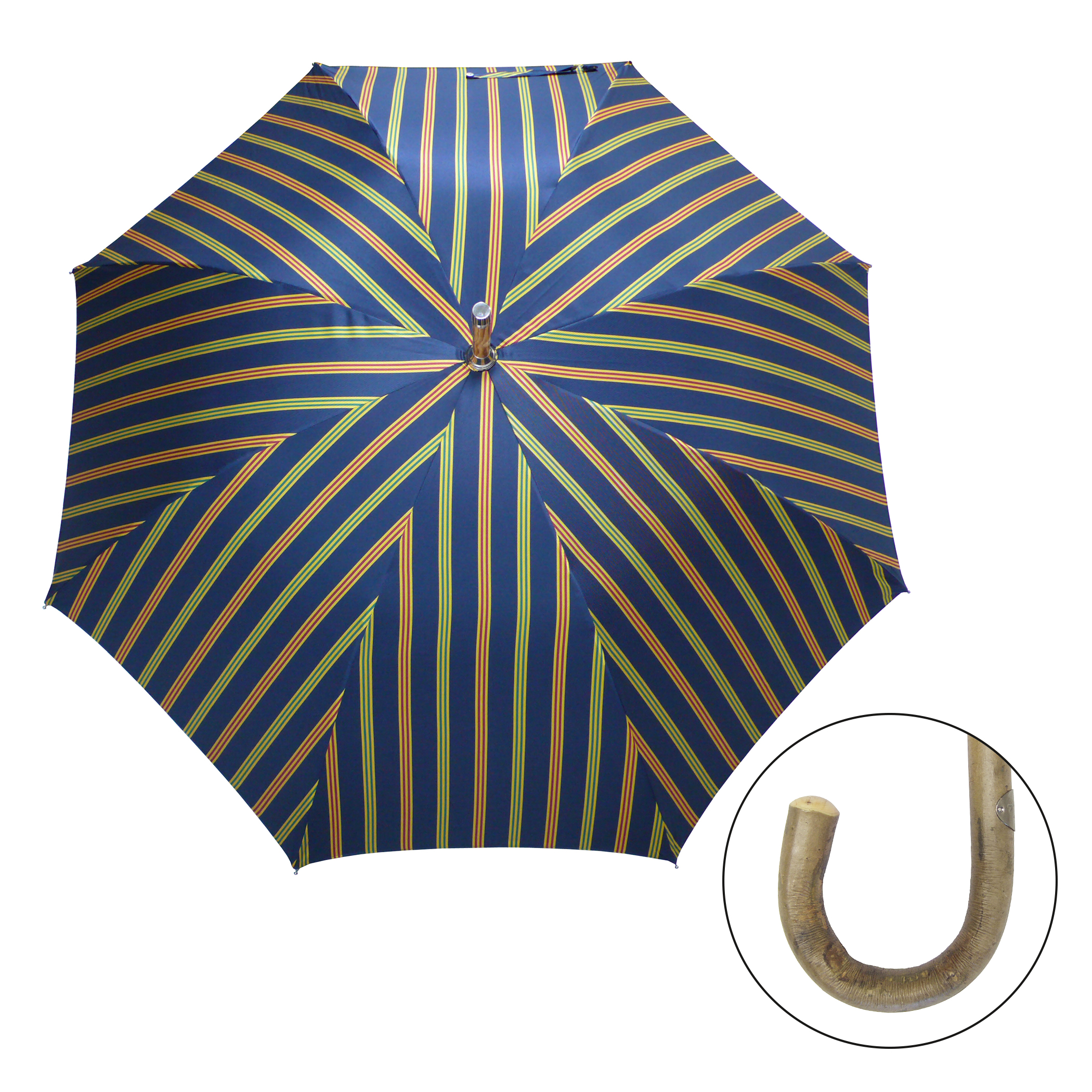 Parapluie classique CM01-EEJ, bleu / rouge / vert / jaune rayé