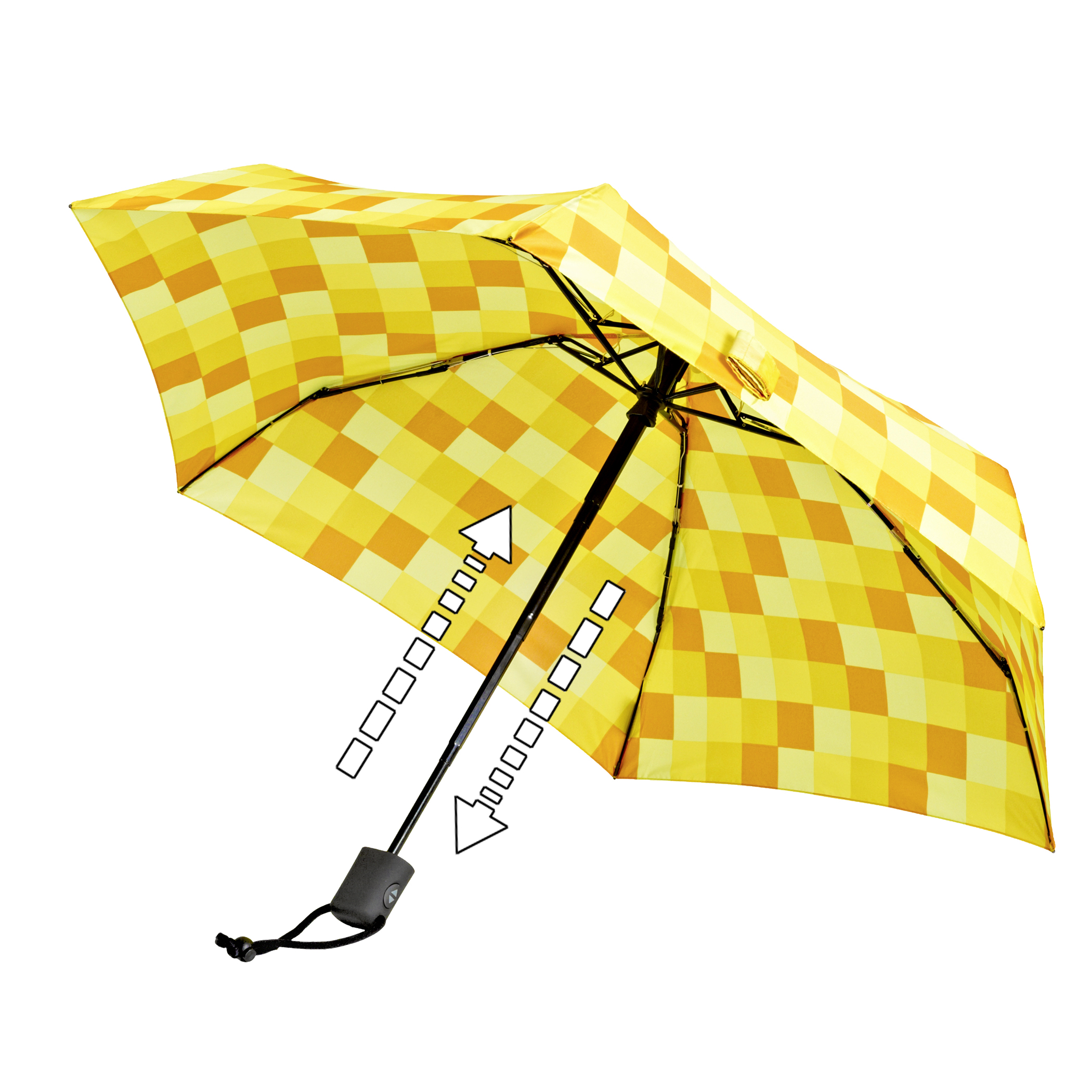 Parapluie de trekking Dainty automatic, jaune / orange à carreaux