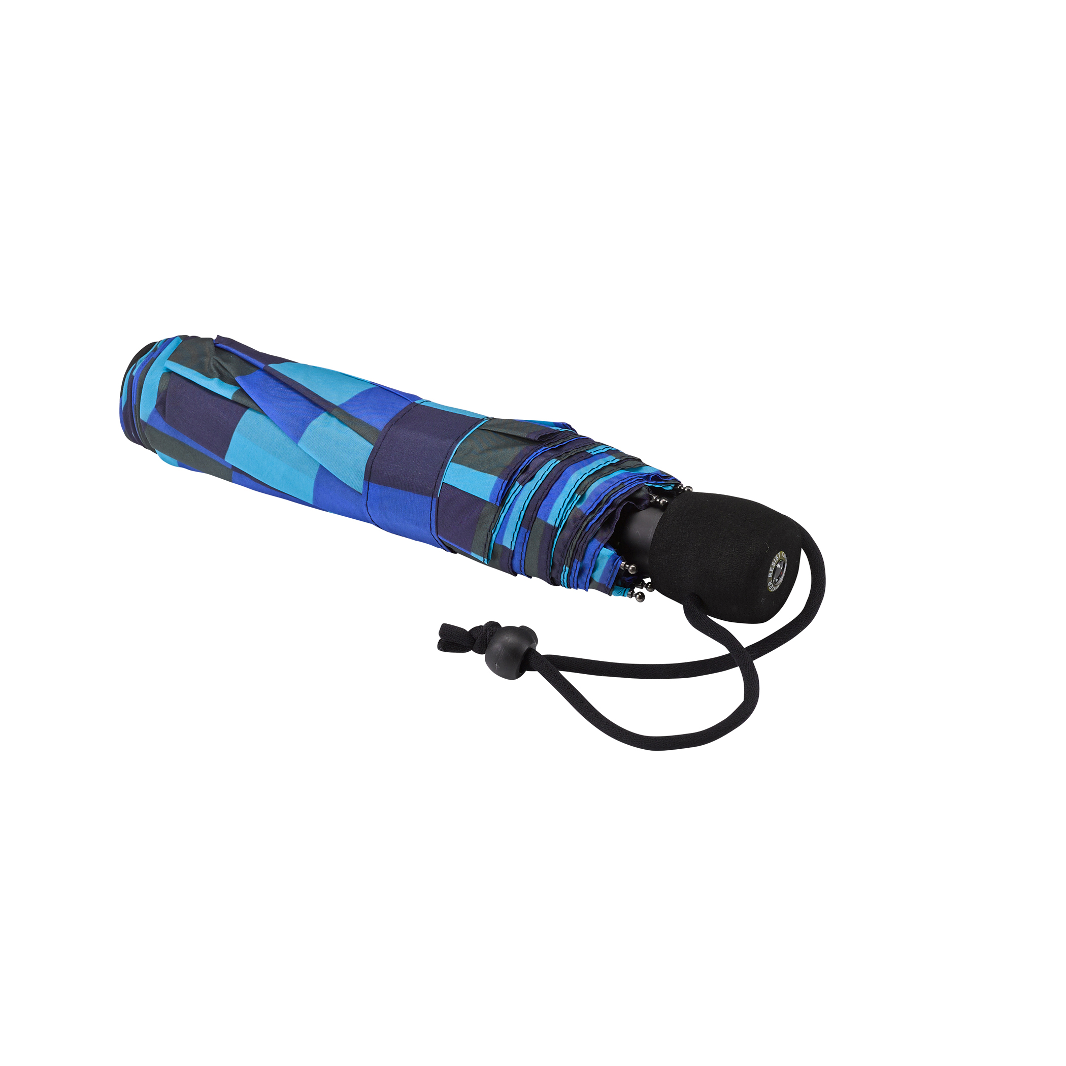 Trekking umbrella light trek,  blue / green plaid, pocket umbrella, manual, compact, with compass