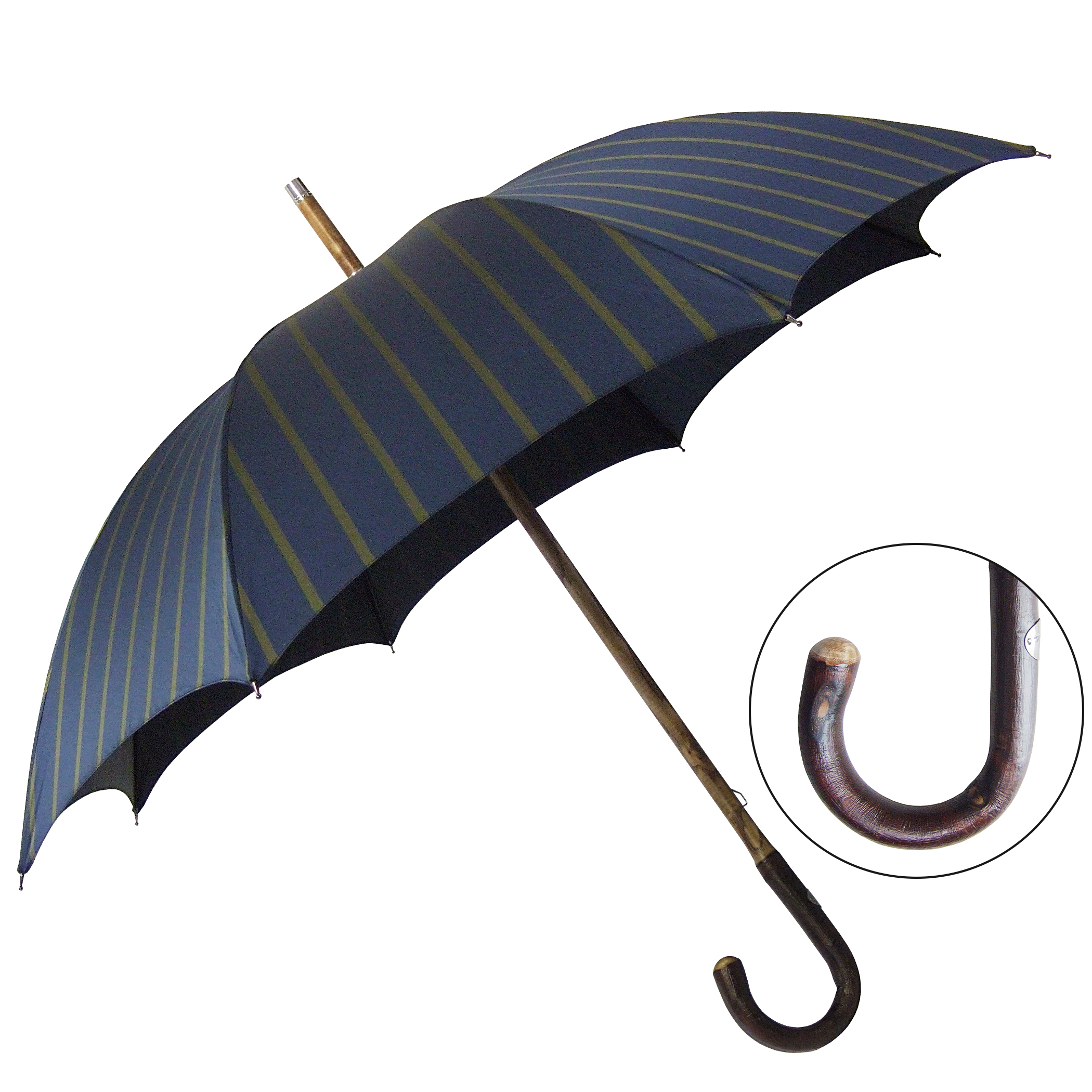 Parapluie classique CM01-KKJ, bleu / vert olive rayé