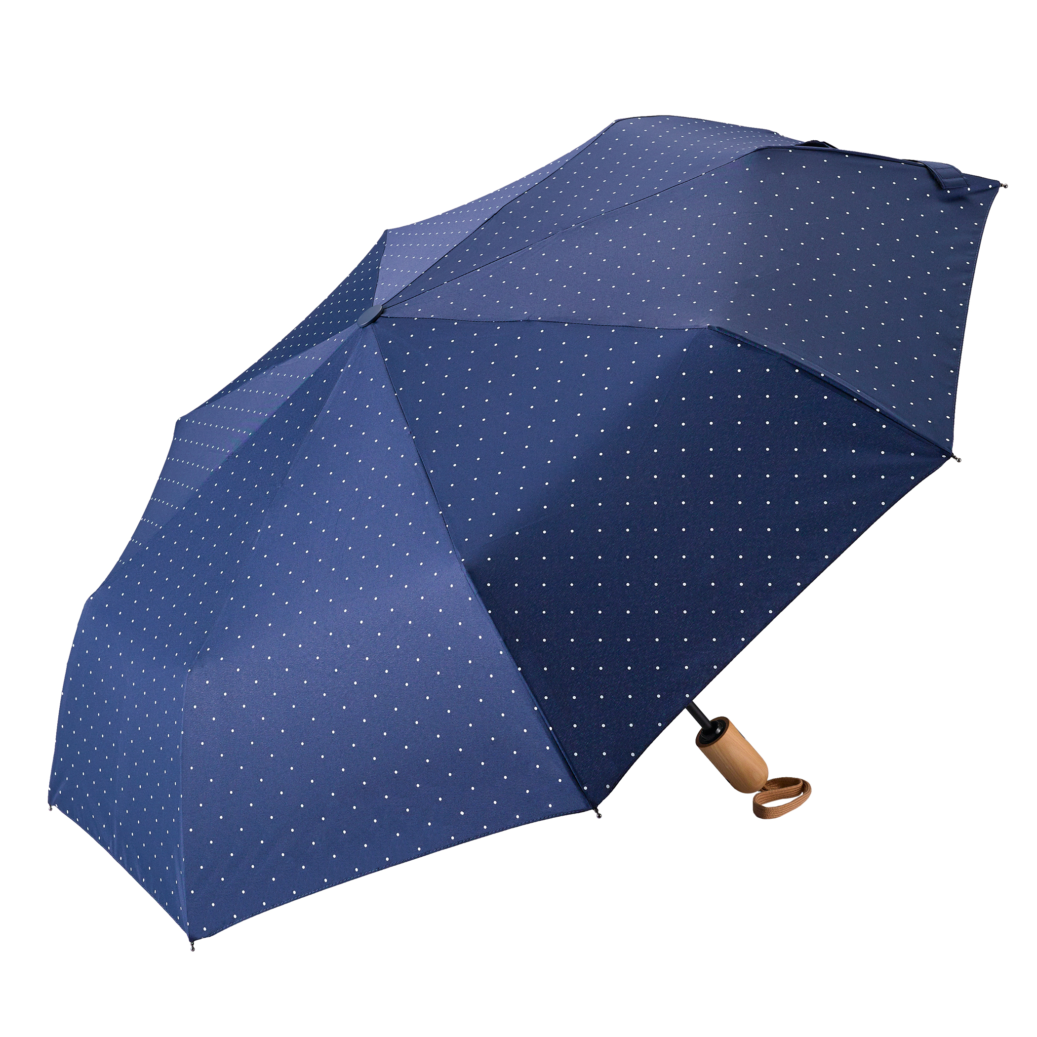 City umbrella 32P7-PWD, navy blue, pocket umbrella, eco-friendly, automatic, sustainable materials, dot design, white