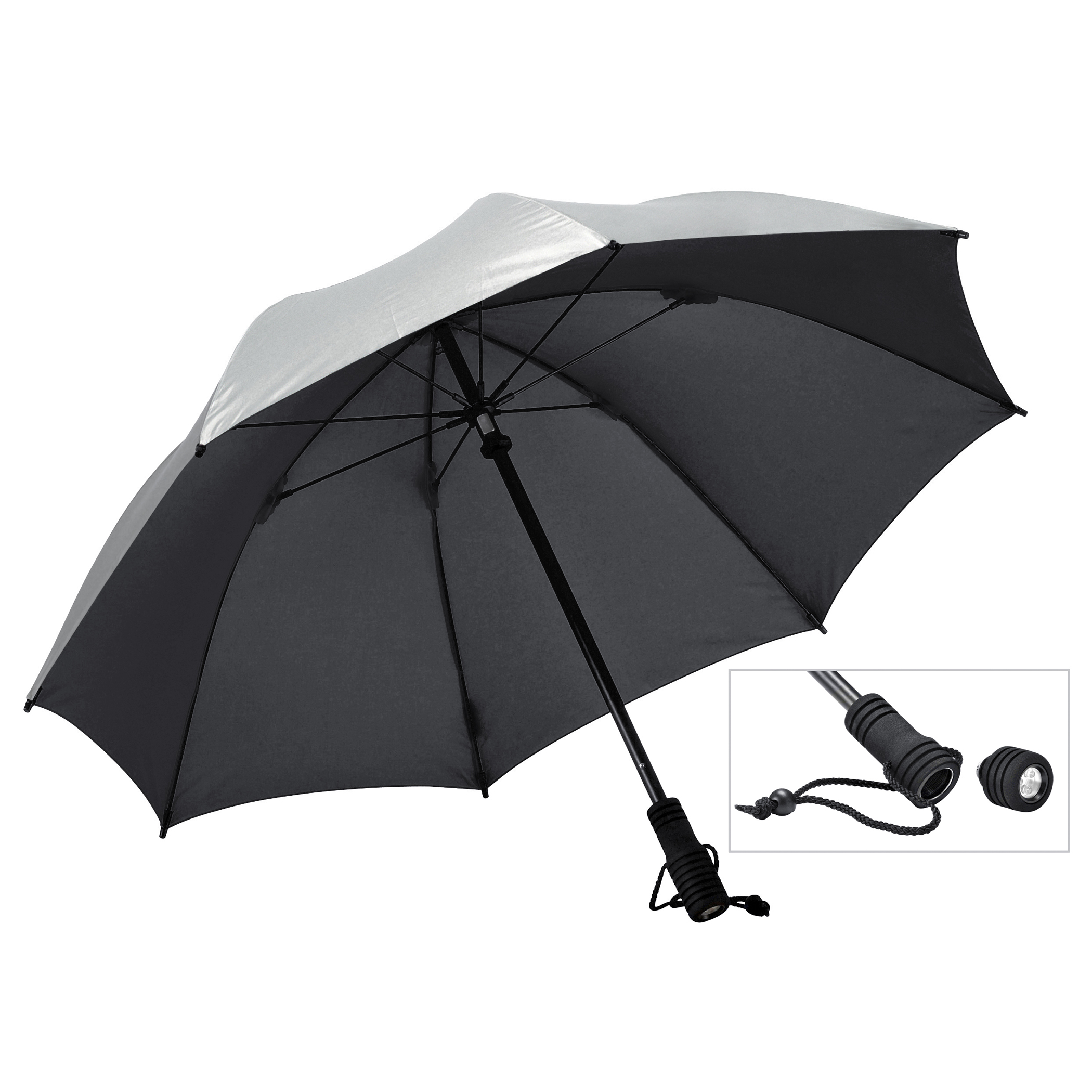 Parapluie de trekking Swing flashlite, argent, protection UV 50+