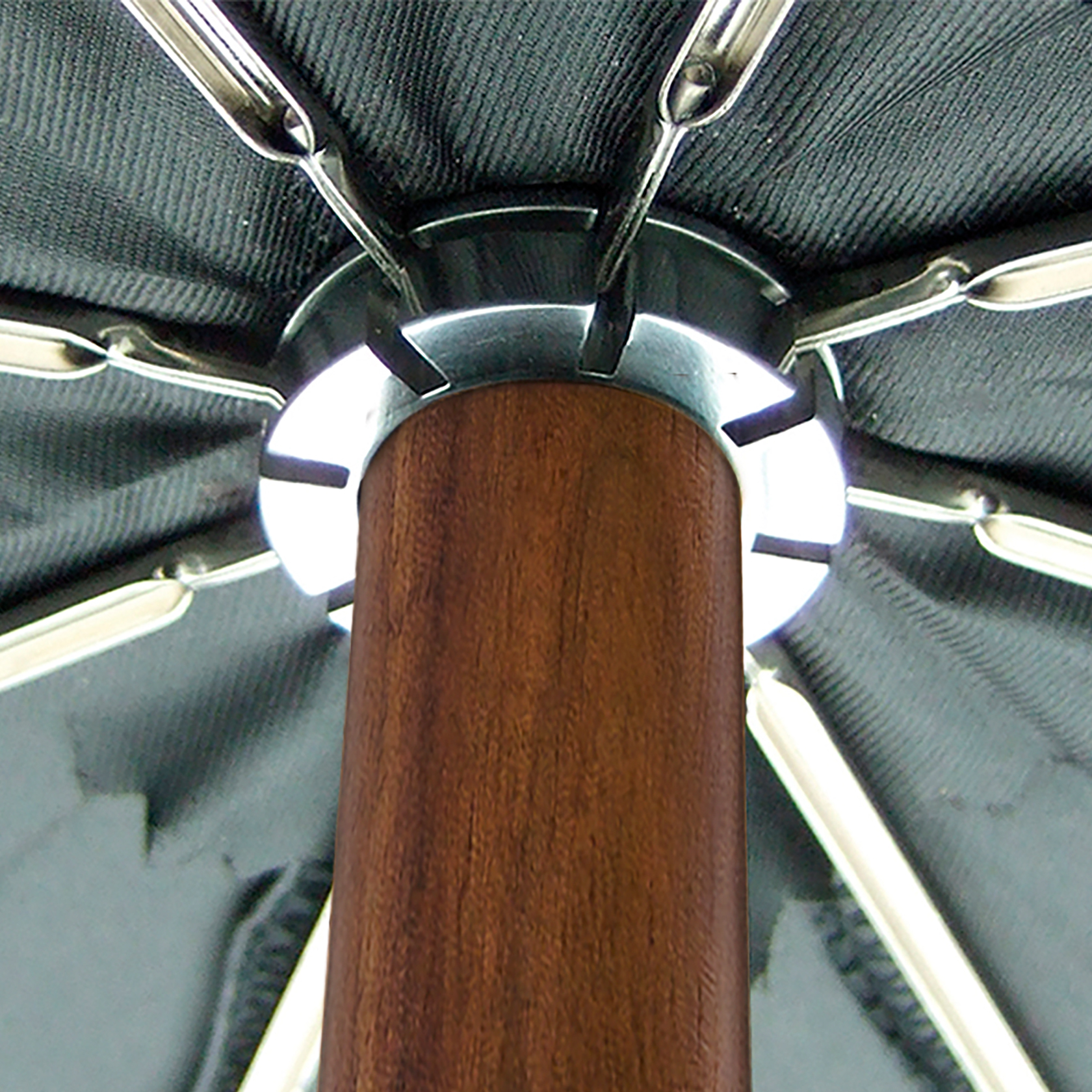 Luxury umbrella Brillant HH88, wooden handle made of walnut, wooden stick made of walnut, silk black