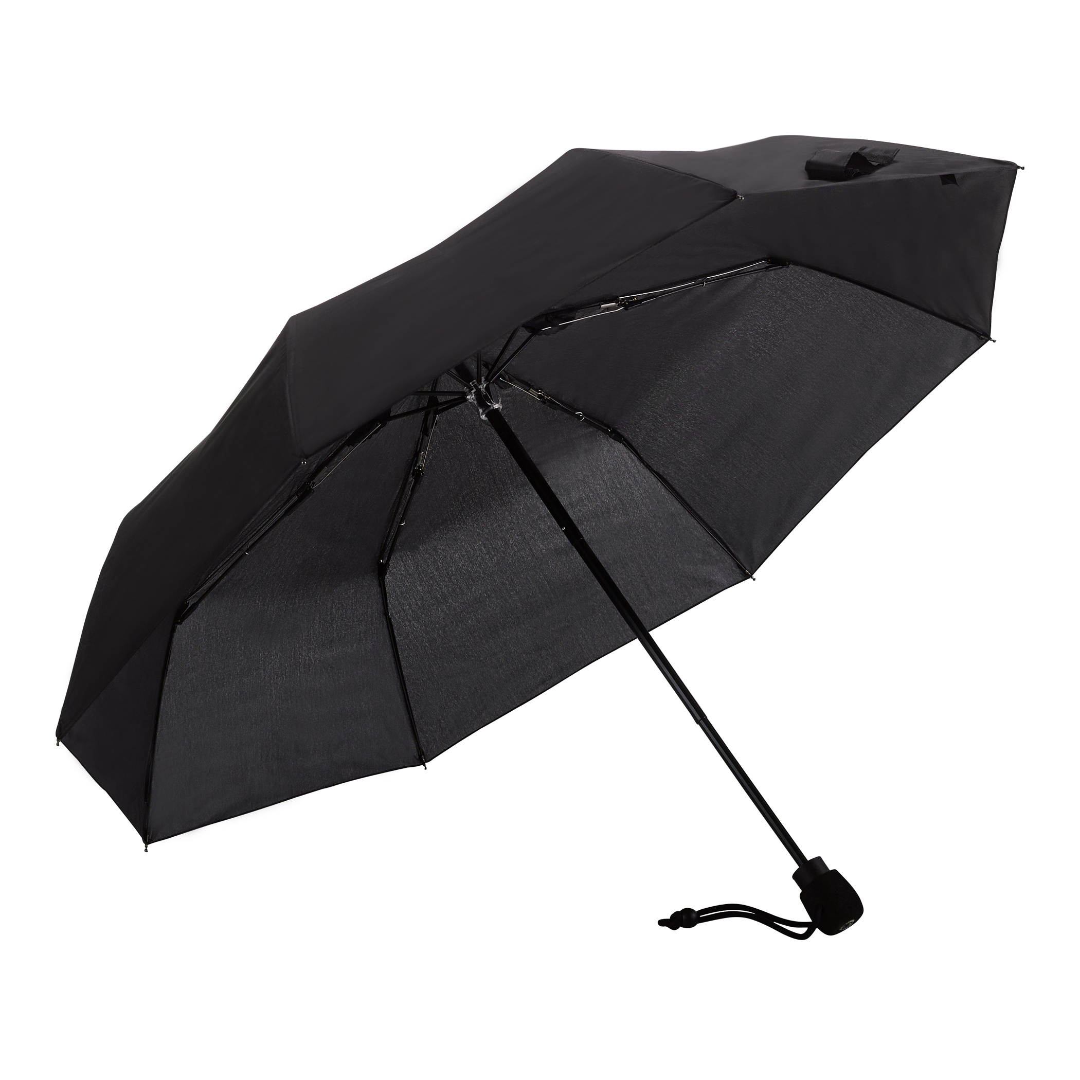 Parapluie de trekking light trek, noir, parapluie de poche, manuel, compact, avec boussole