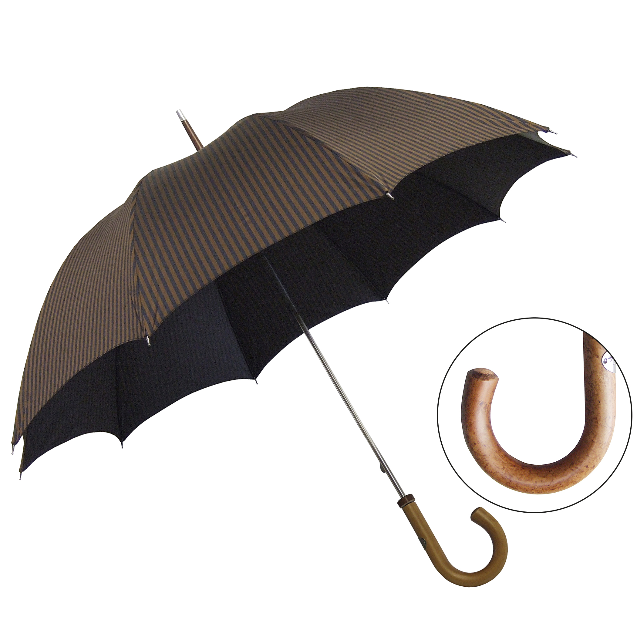 Parapluie classique CM02-NMHJ, brun / bleu rayé