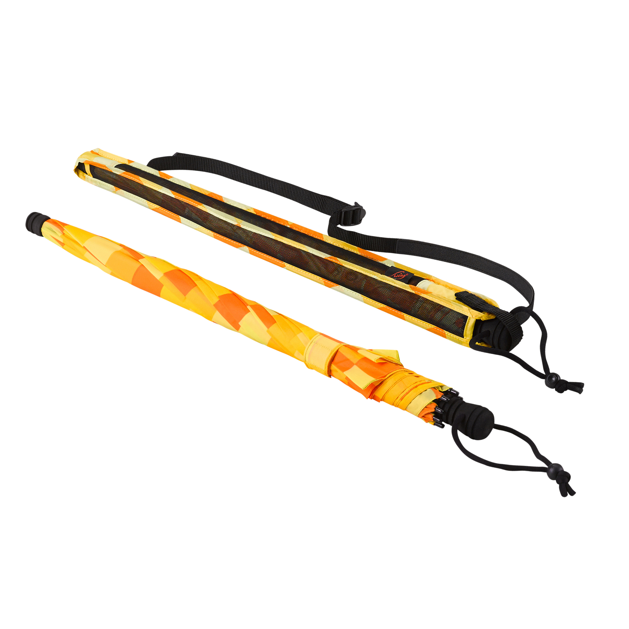 Trekking umbrella Swing liteflex, yellow / orange plaid