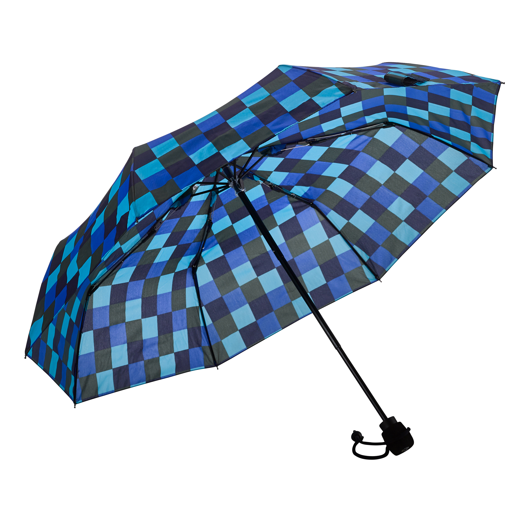 Trekking umbrella light trek,  blue / green plaid, pocket umbrella, manual, compact, with compass