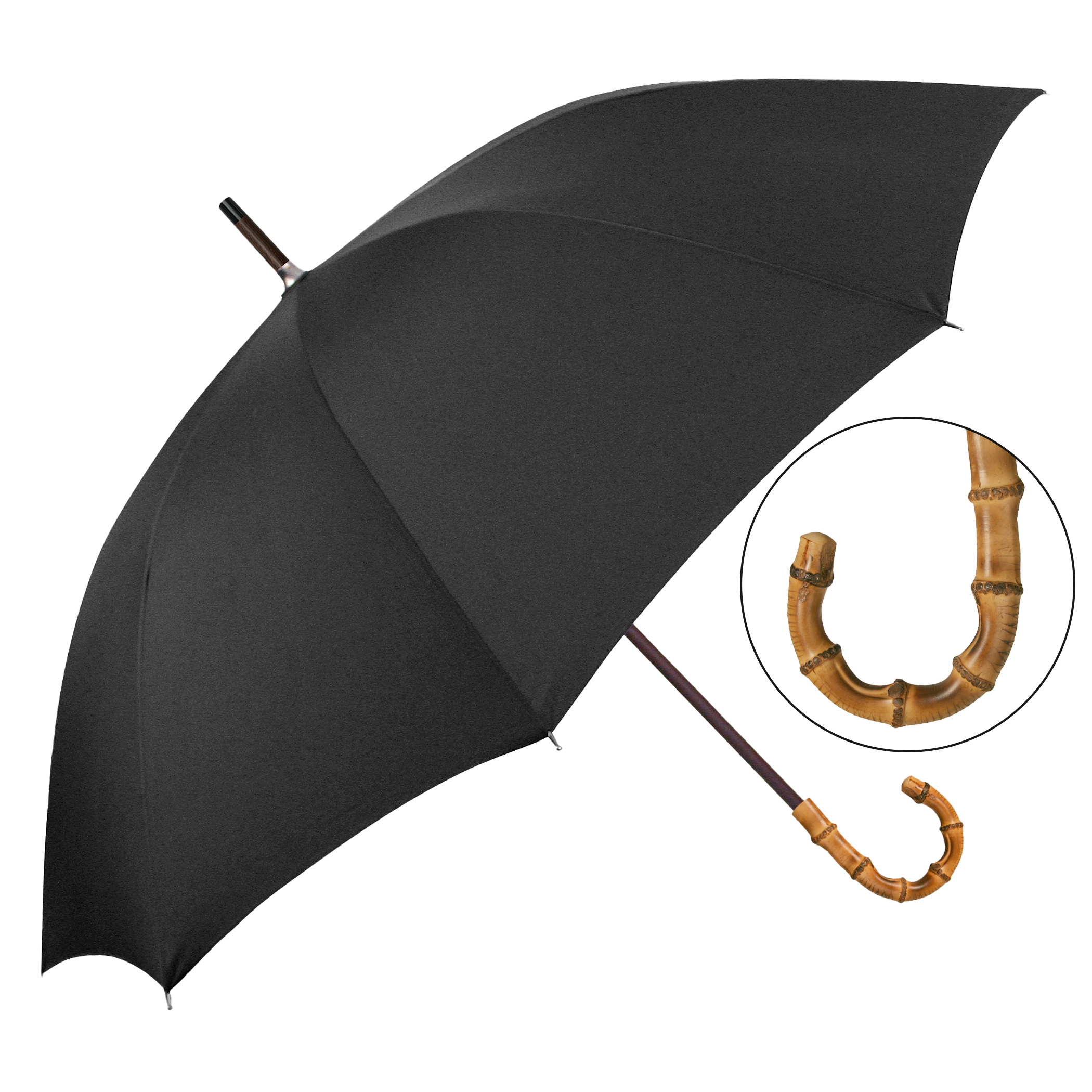 City umbrella W1U3, black, handle made of pearl bamboo
