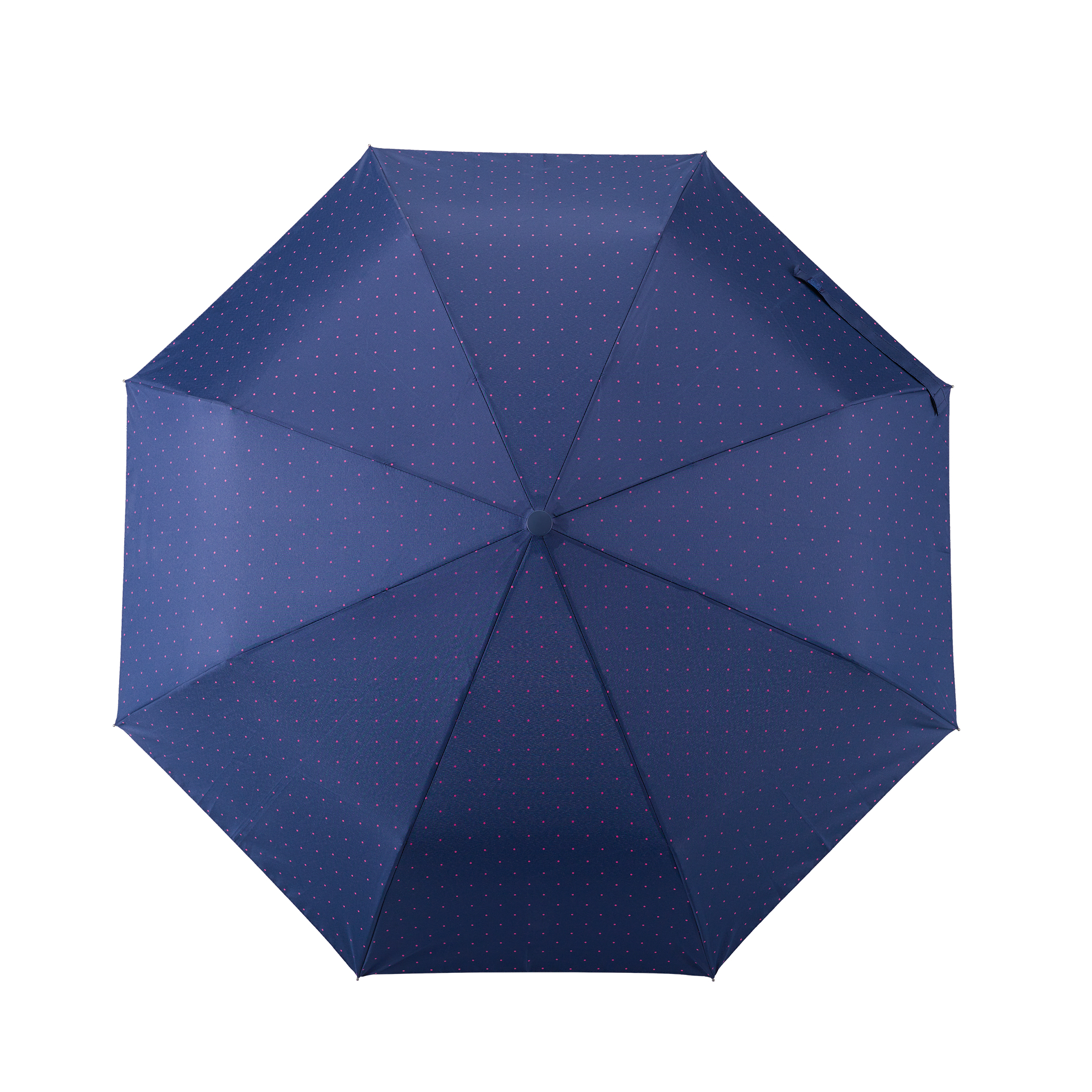 Parapluie de ville 32P7-PPD, écologique, bleu marine, parapluie de poche, écologique, automatique, matériaux durables, dessin à pois, rose